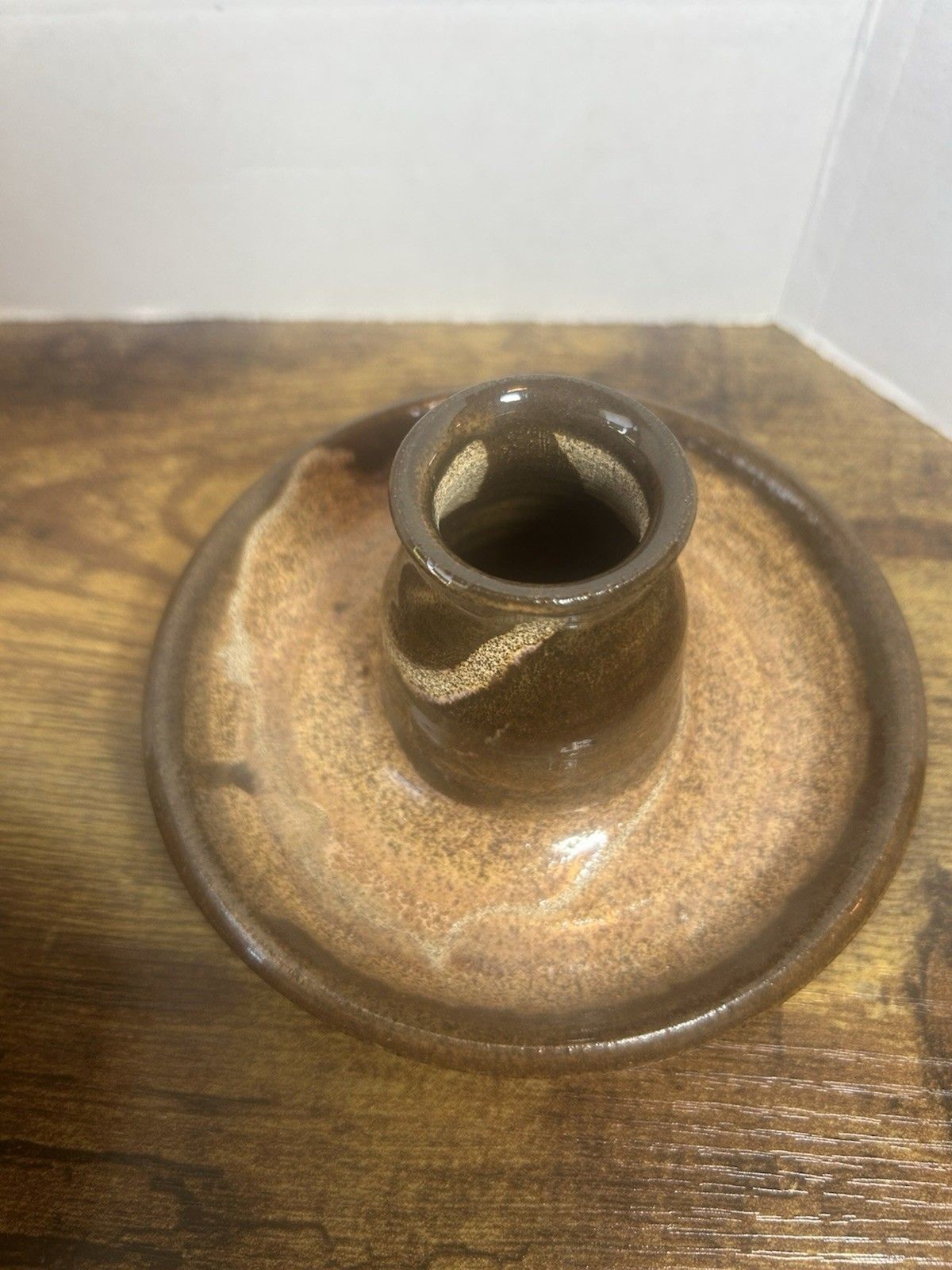 Willow Tree Pottery Candle Holders Set Rustic Brown Glaze Cartersville Georgia