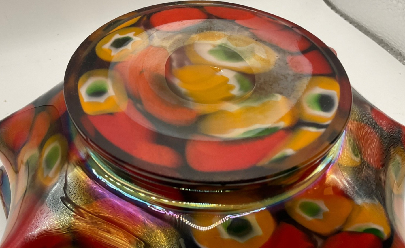 1925 Czech Rare Ernst Steinwald & Co Kralik Stunning Red Multi Colored bowl