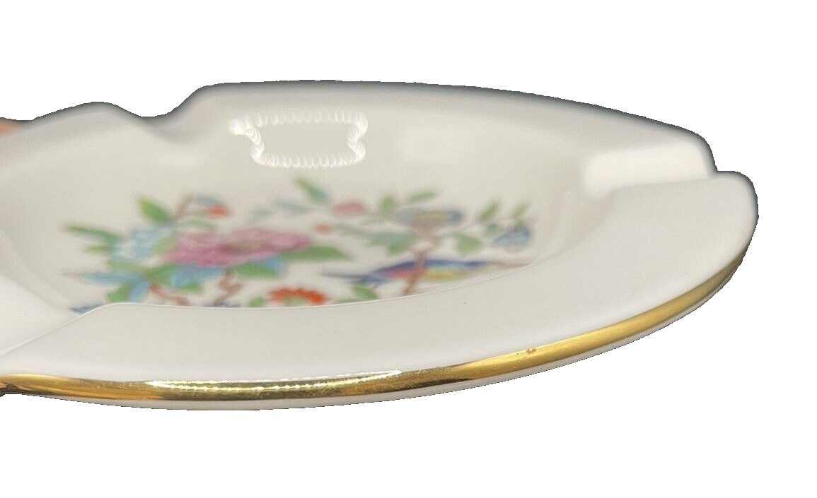 Aynsley England Fine Bone China Pembroke Bird & Flower Ashtray Reproduction