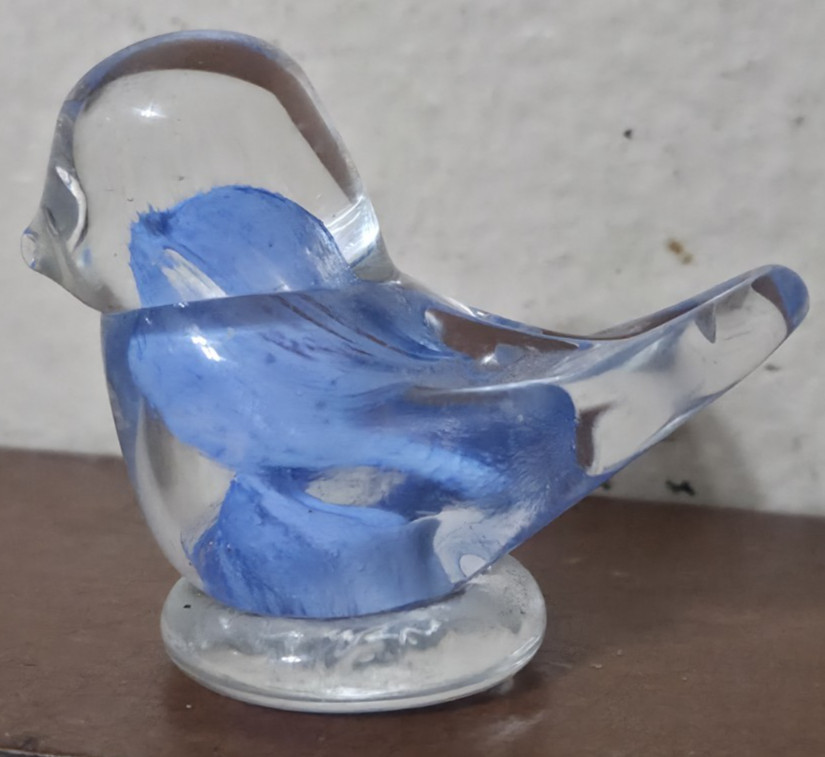 Rare Terra Studios Art Glass Bluebird Of Happiness Blue Swirl SIGNED 1993