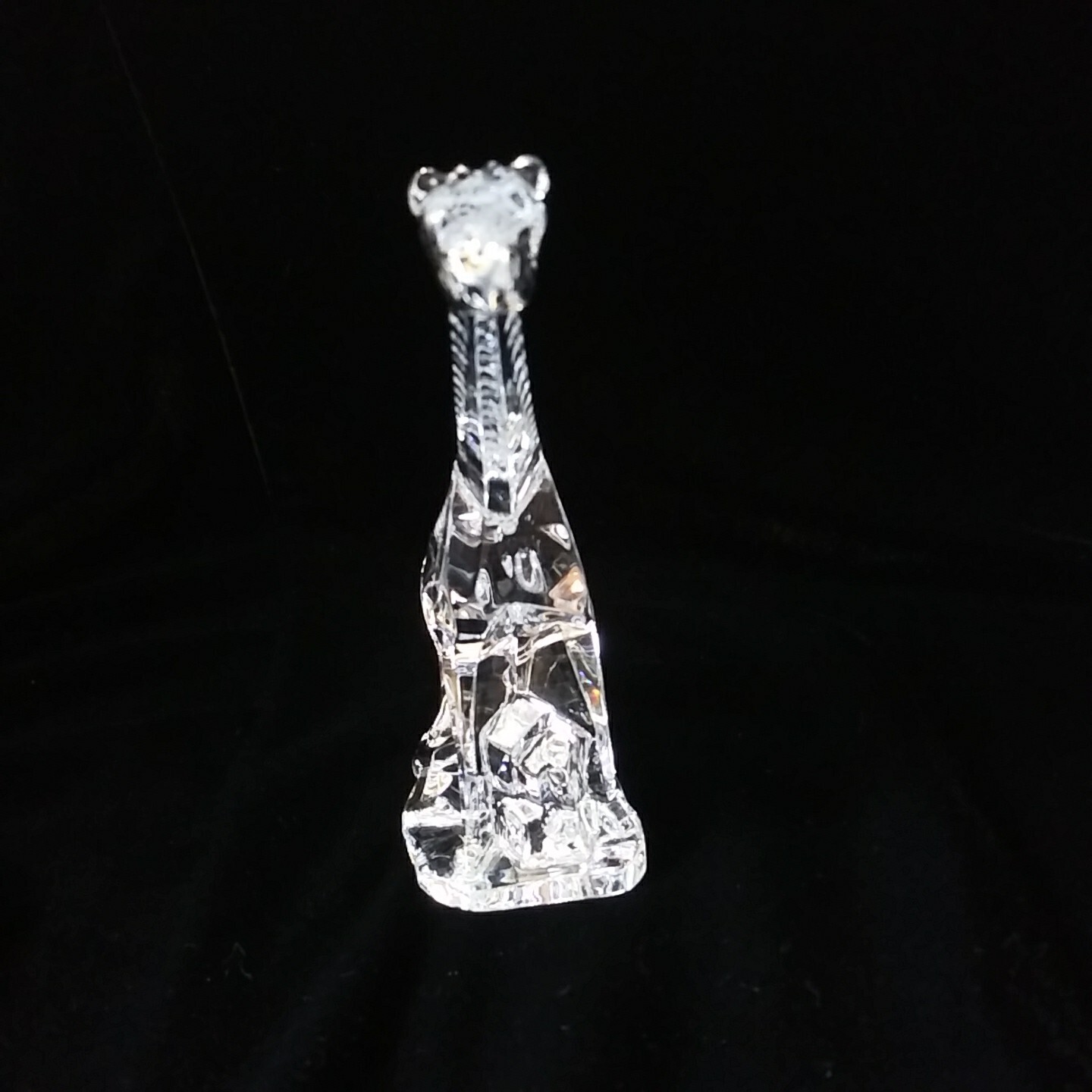 Italian Crystal Giraffe Chiseled Figurine 24% Lead Glass Made In Italy