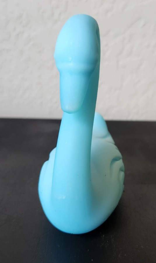 Vintage Fenton 4.25″ Blue Satin Glass Swan Figurine Part of Black Label