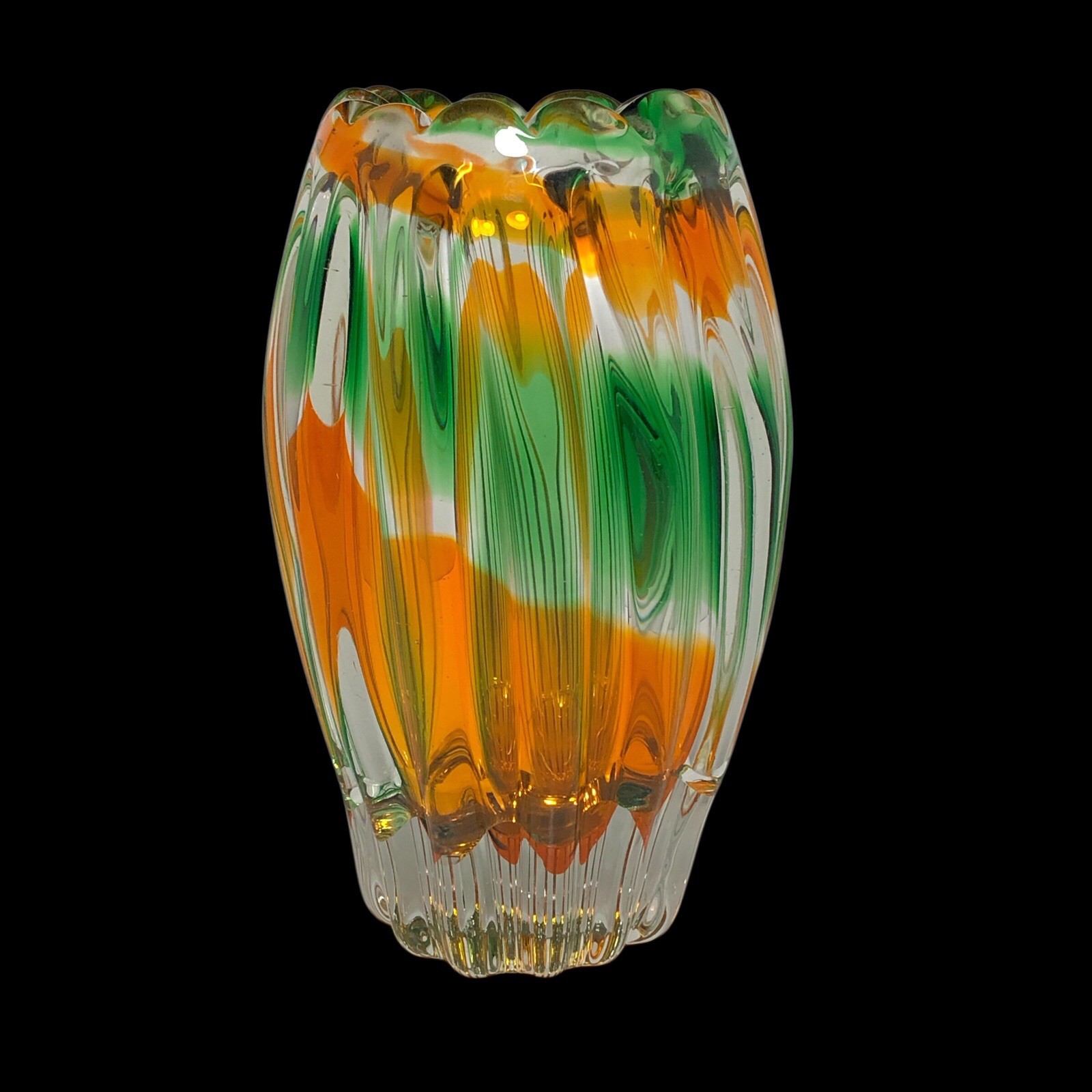Vintage Mid Century Modern 1960s Sanyu Japan Art Glass Narumi Fantasy Vase NM