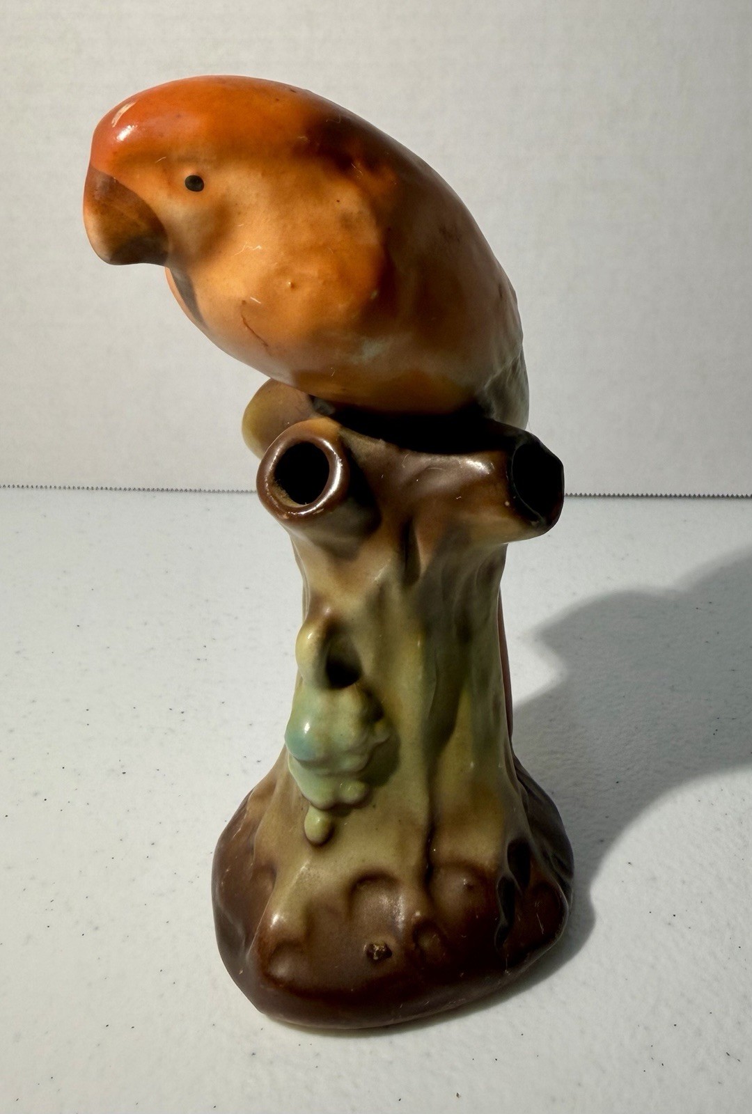Red Czech Pottery Parrot Czechoslovakia Bird Red Dime Mark