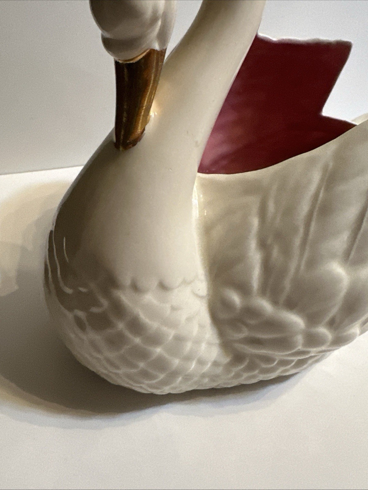 RARE Holland Mold Hand Painted Multi Colored Porcelain Swan Planter, Flower Vase