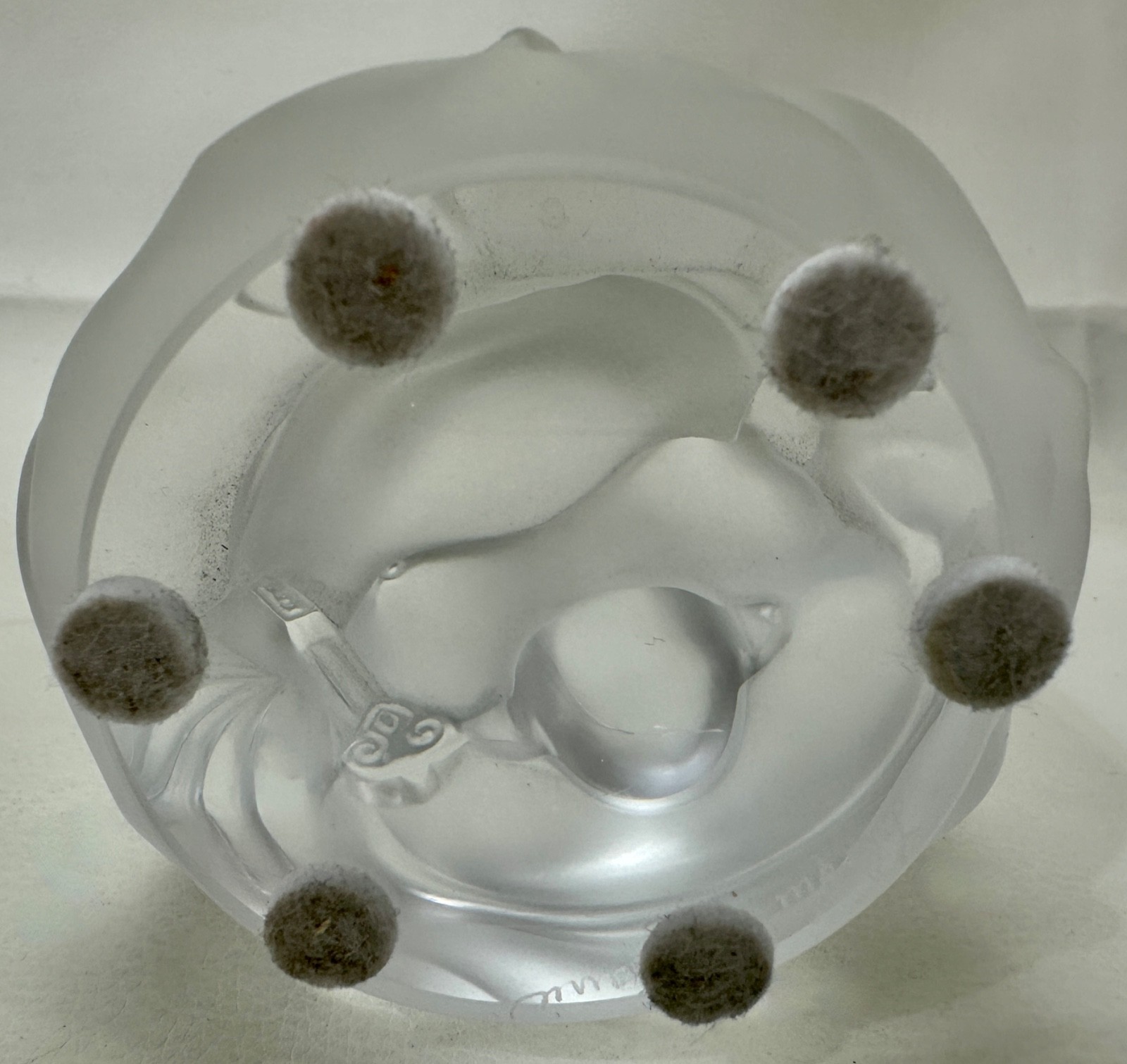 Lalique France Glass Happy Hotei Buddha Figurine W Ruyi Scepter Paperweight