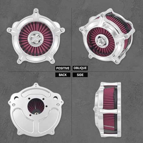 Air Cleaner Filter Aluminum A For Sportster XL 04-22 Chrome Housing Red Element