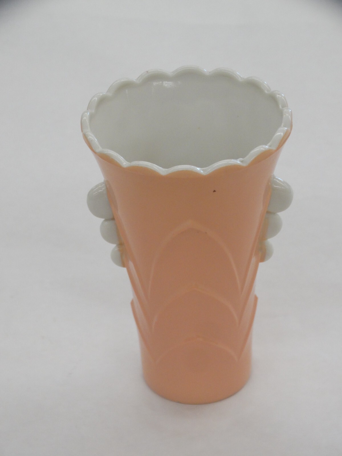 Vintage Antique Pink & White Art Deco Glass 5 5/16″ Vase