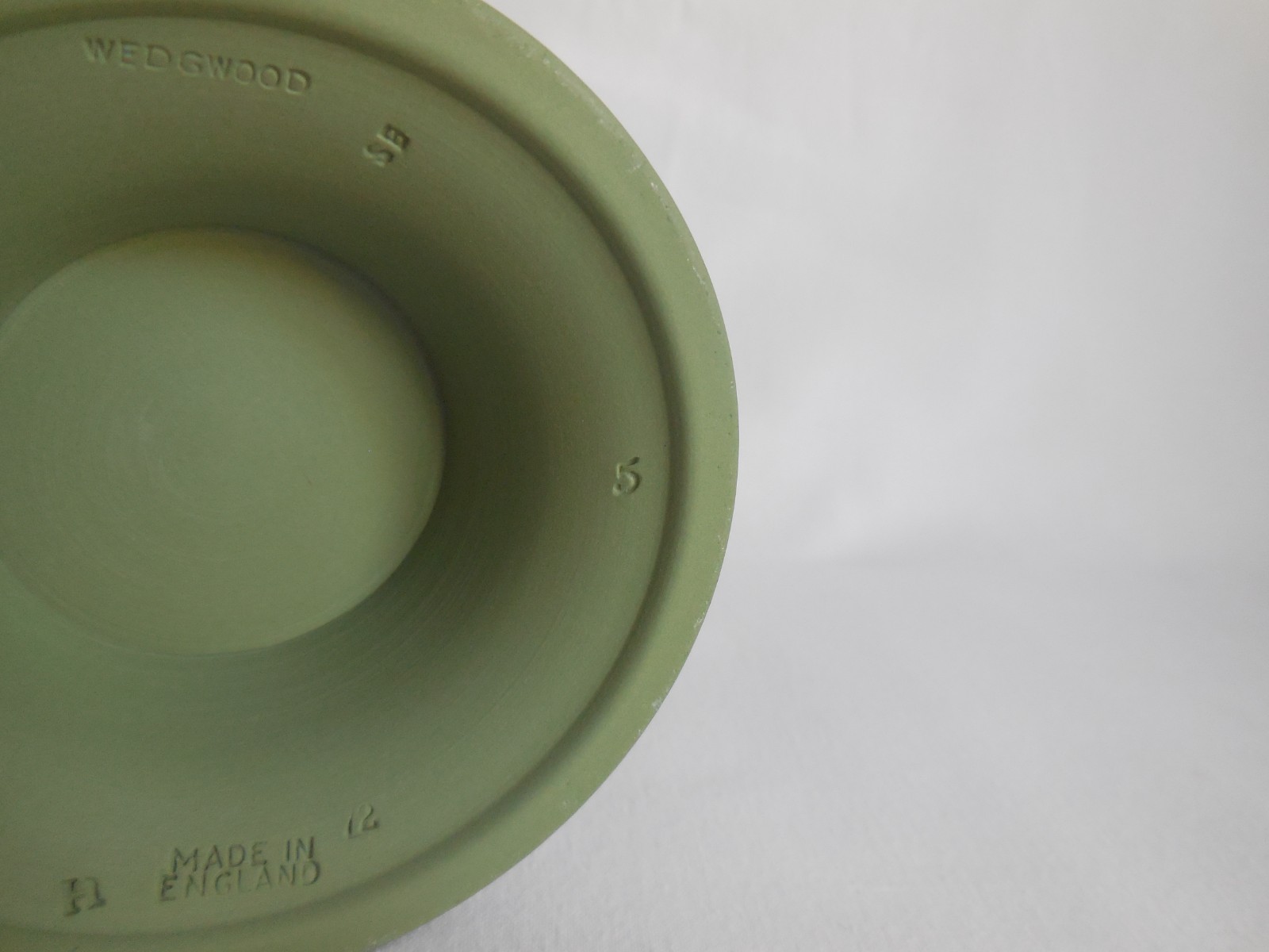 Vintage Wedgwood Sage Green Jasperware Heavy Vase With Flower Frog