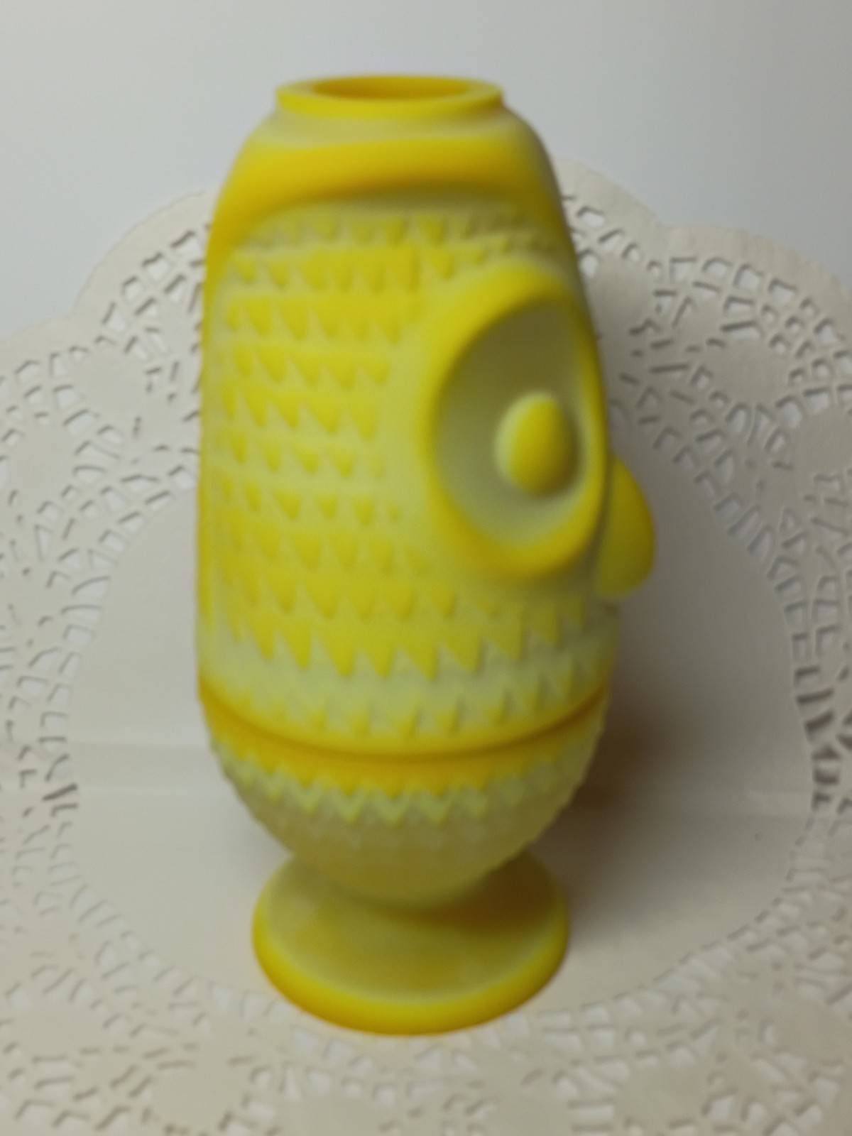 Mosser Satin Frosted Dandelion Yellow Owl Fairy Lamp UV Glow Blacklight OOAK 7″