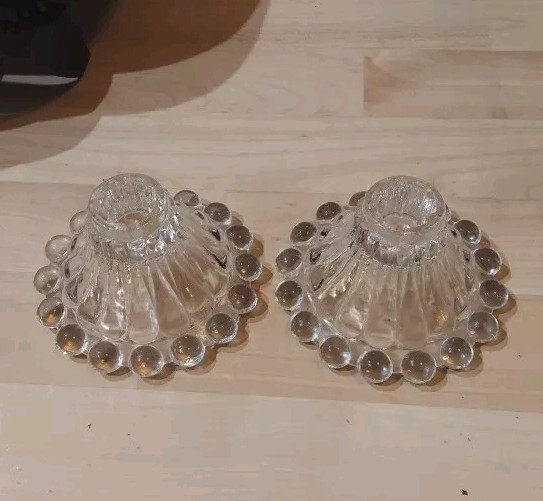 Vintage Anchor Hocking Pair of Berwick Boopie-Bubble Candle Holders