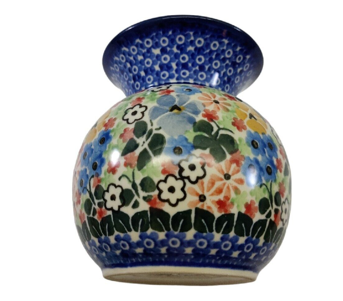 VTG Maria Starzyk Boleslawiec Vase UNIKAT Flowers Design Handmade Poland