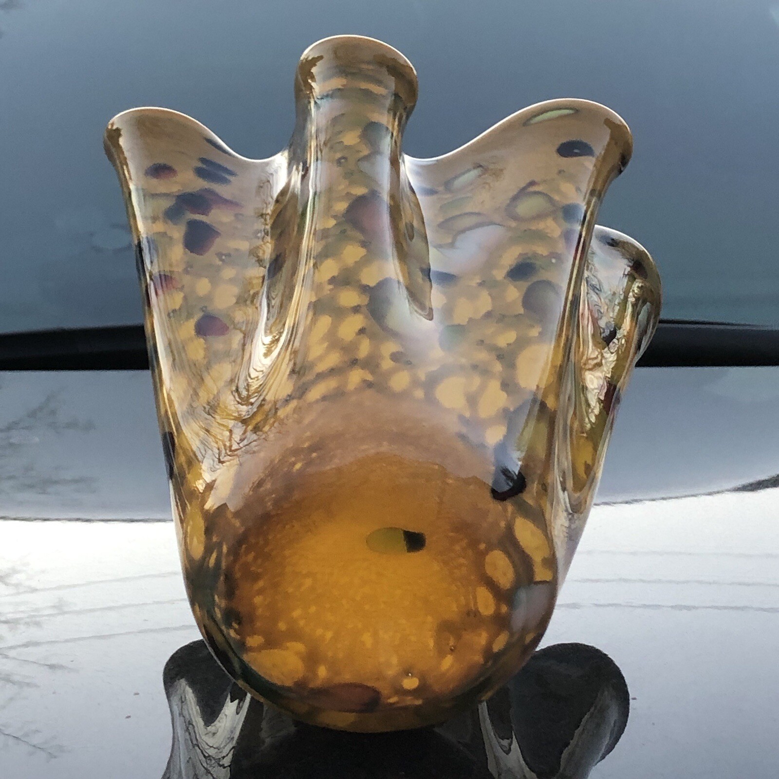 ALICJA Hand Blown Art Glass Abstract Colorful Pattern Decorative Vase Poland