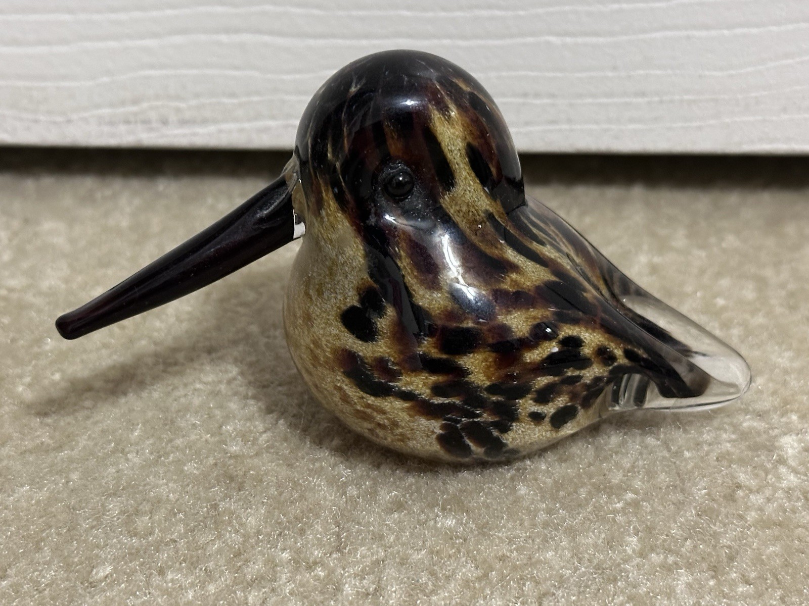 Langham Speckled Brown Glass Bird Paperweight