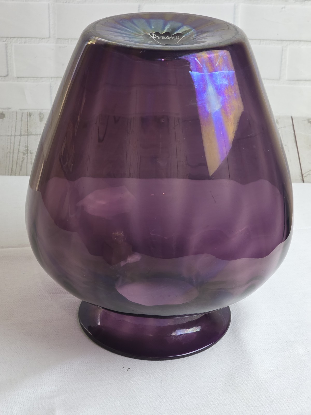 10 1/2″ Signed Durand Amethyst Vase