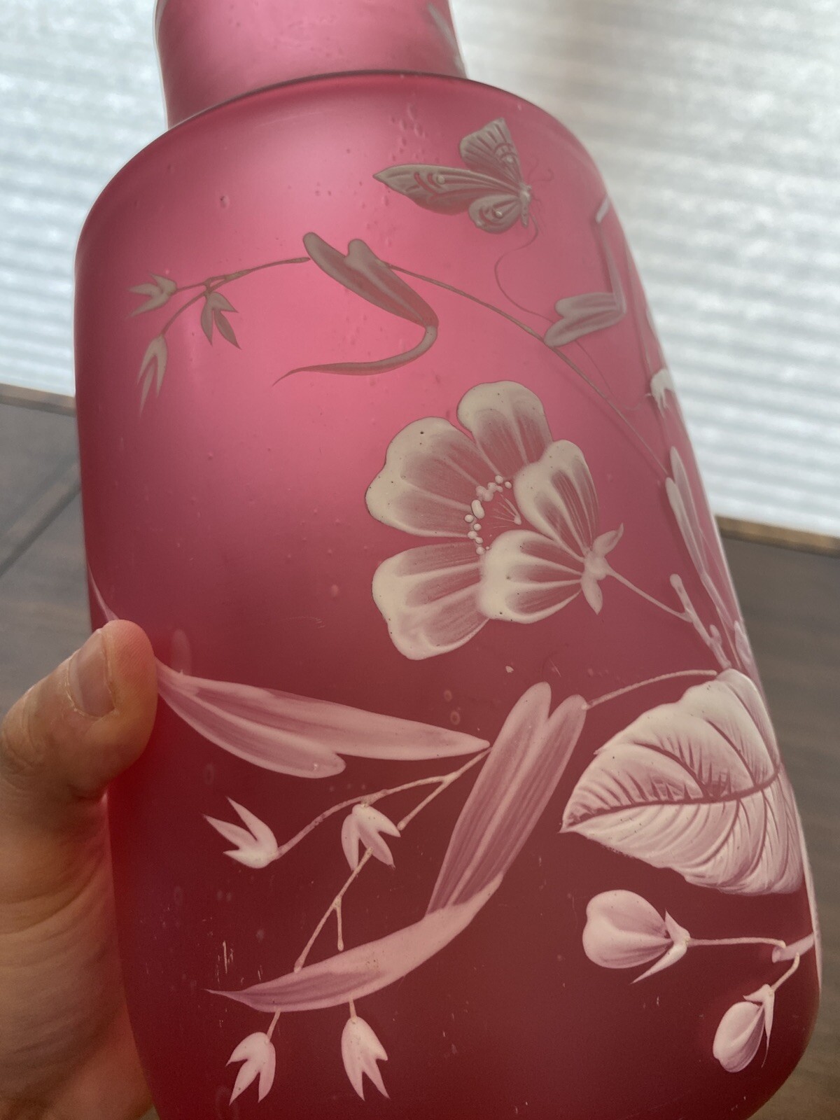 RARE ANTIQUE FLORENTINE ART CAMEO LARGE Cranberry Vase W/Woman In Nature 12.75″H