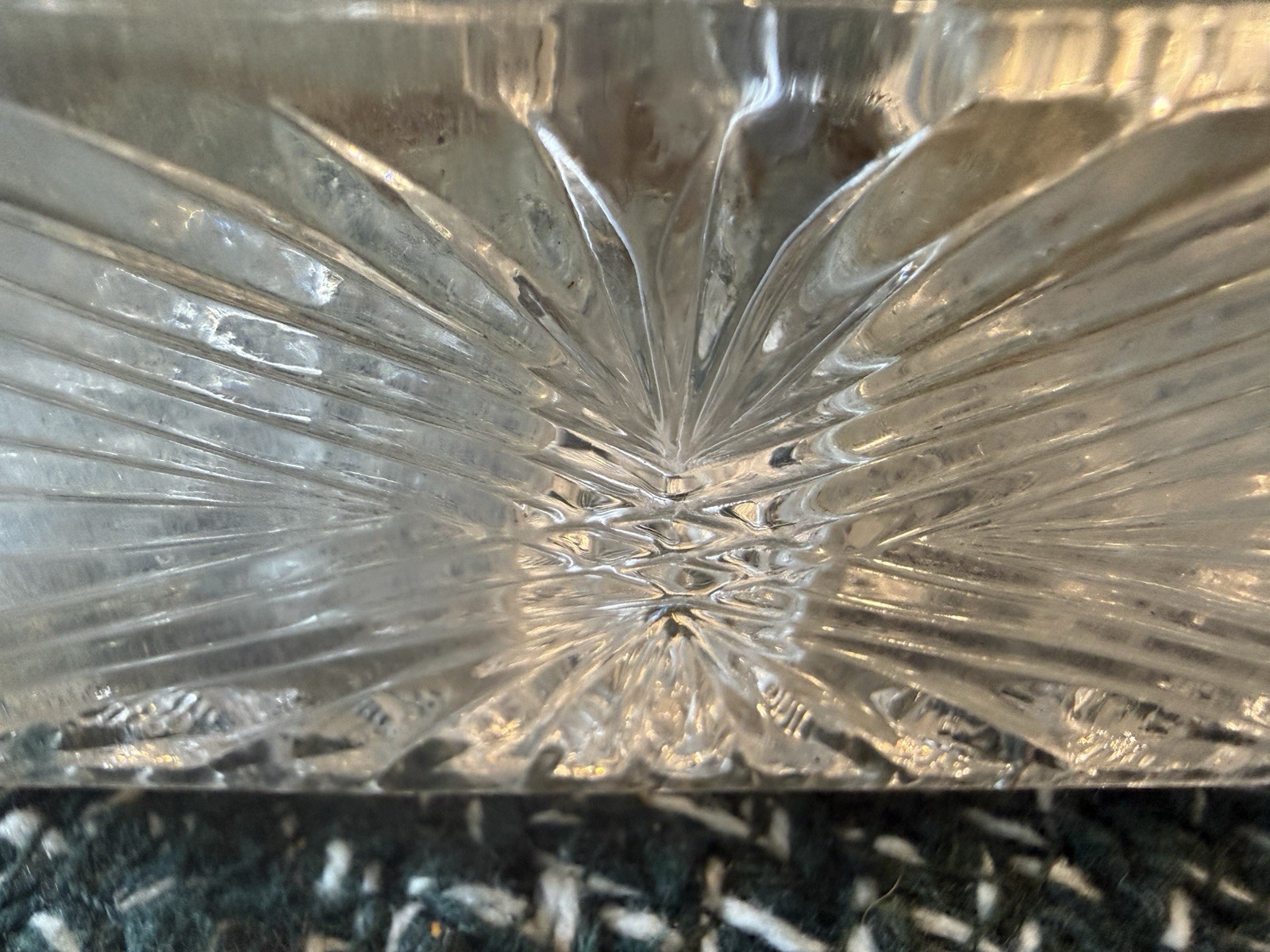 Vintage Clear Pressed Glass Basketweave Double Handled Condiment Basket Caddy