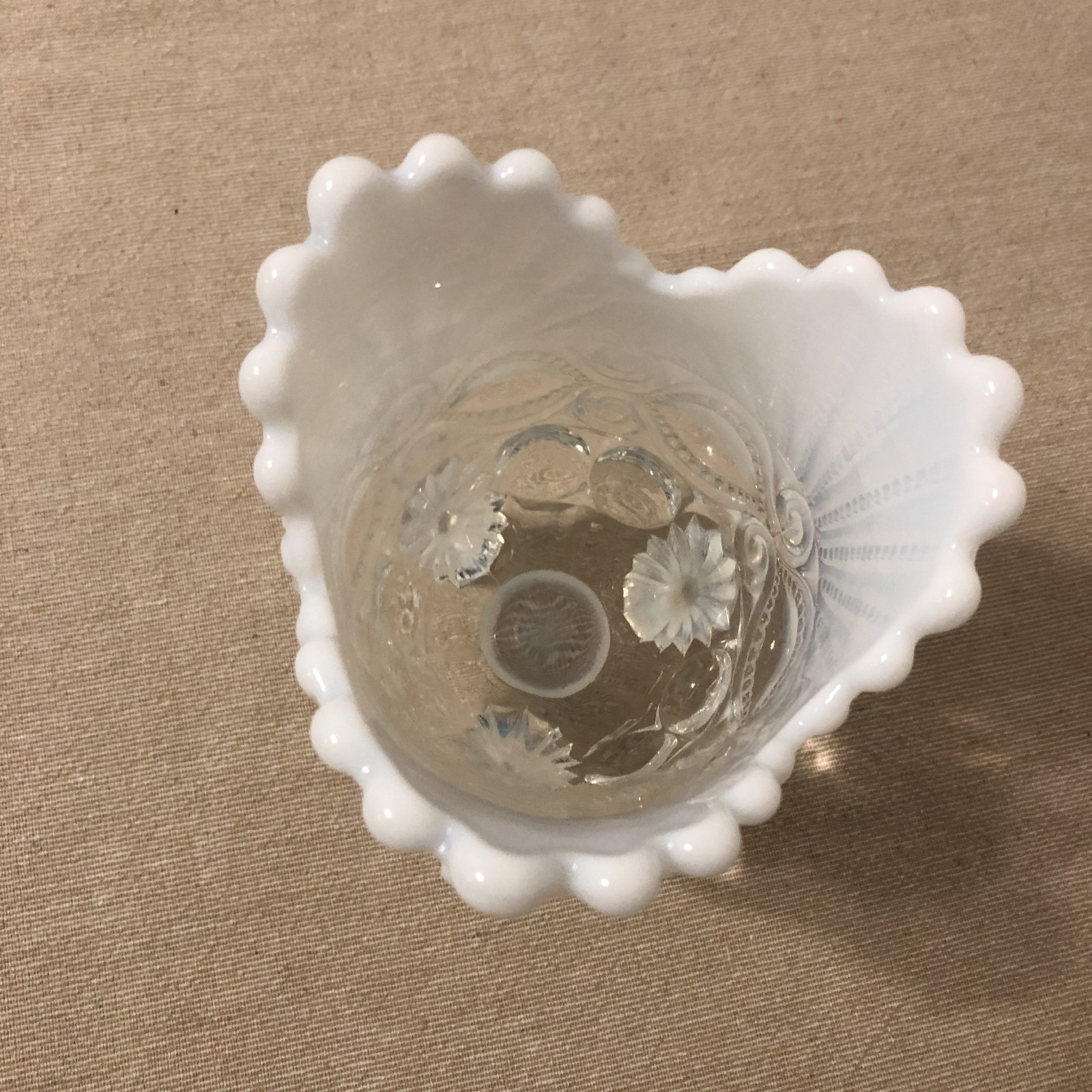 Vintage Mosser Milk Glass Eyewinker Patter Opalescent Vase Excellent Condition