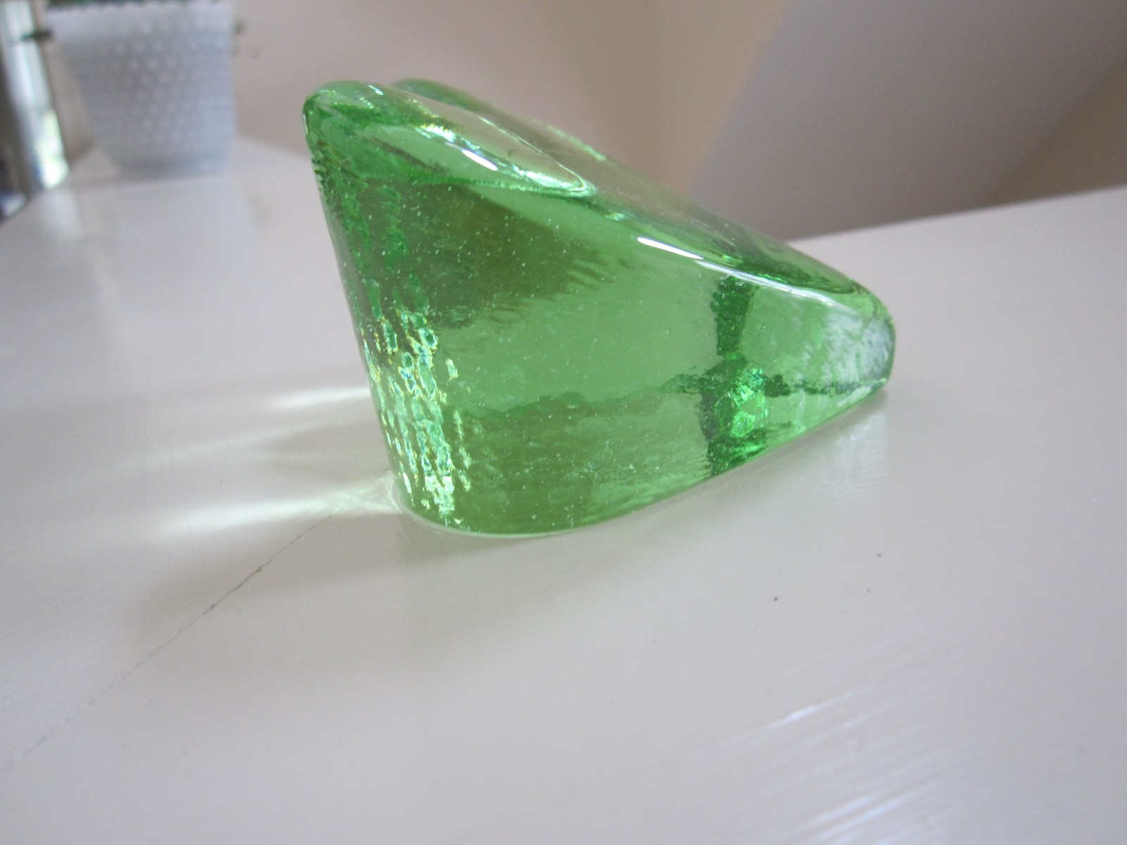 MINT Fire and Light Signed 3.25 Inch Heart Paperweight – Celery Green