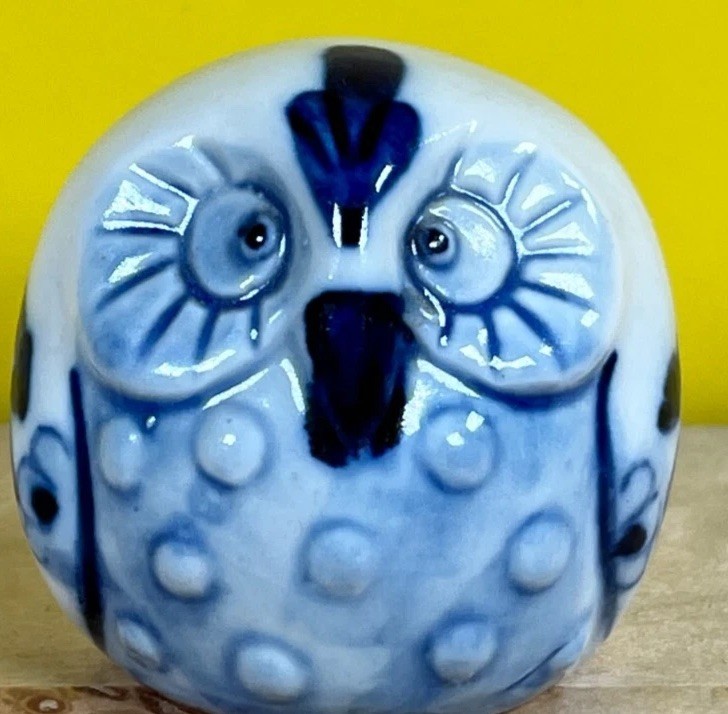 Delft Blue Miniature Owl Figurine