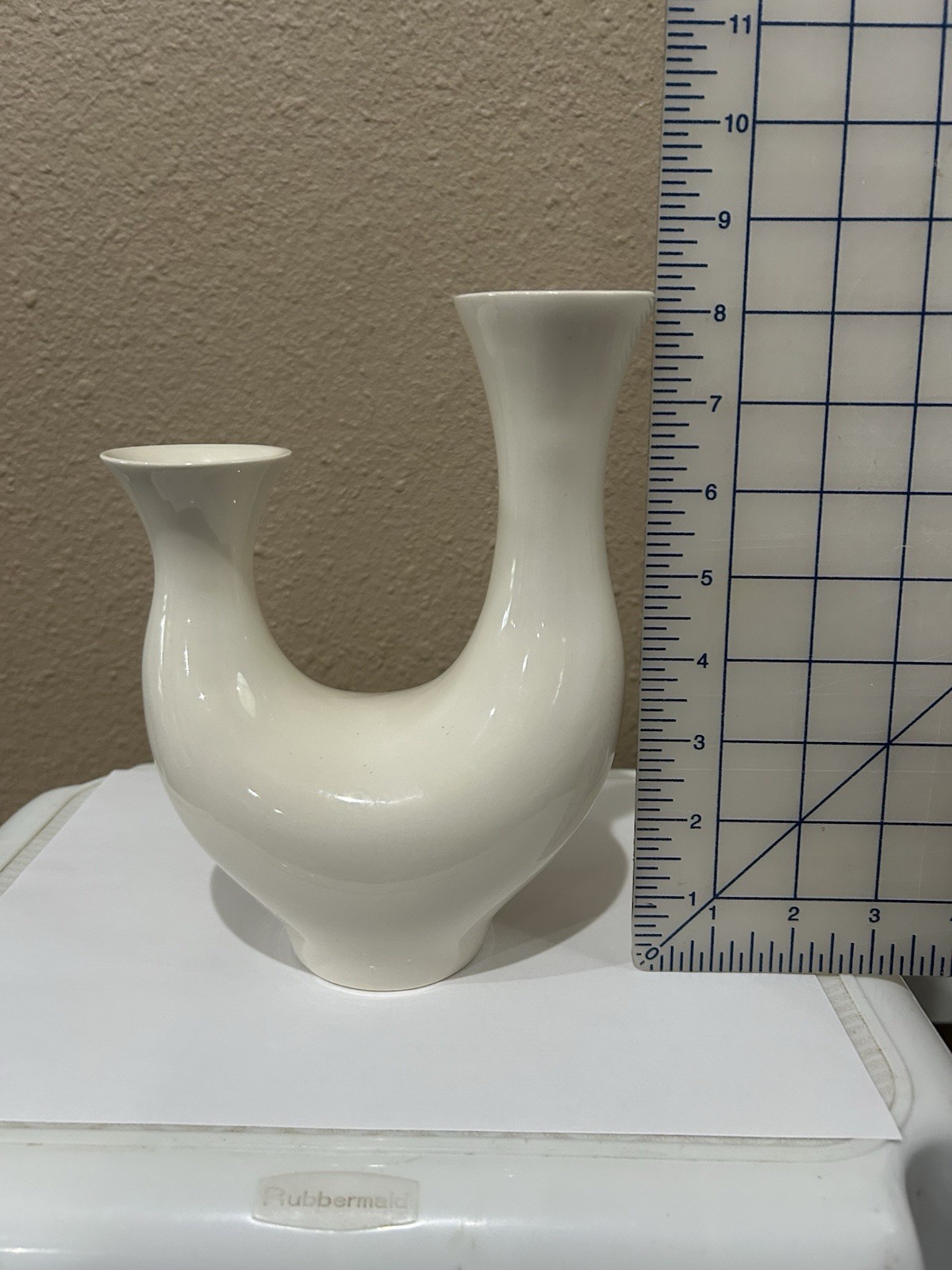 EVA ZEISEL Royal Stafford One O One White Double Bud Vase England