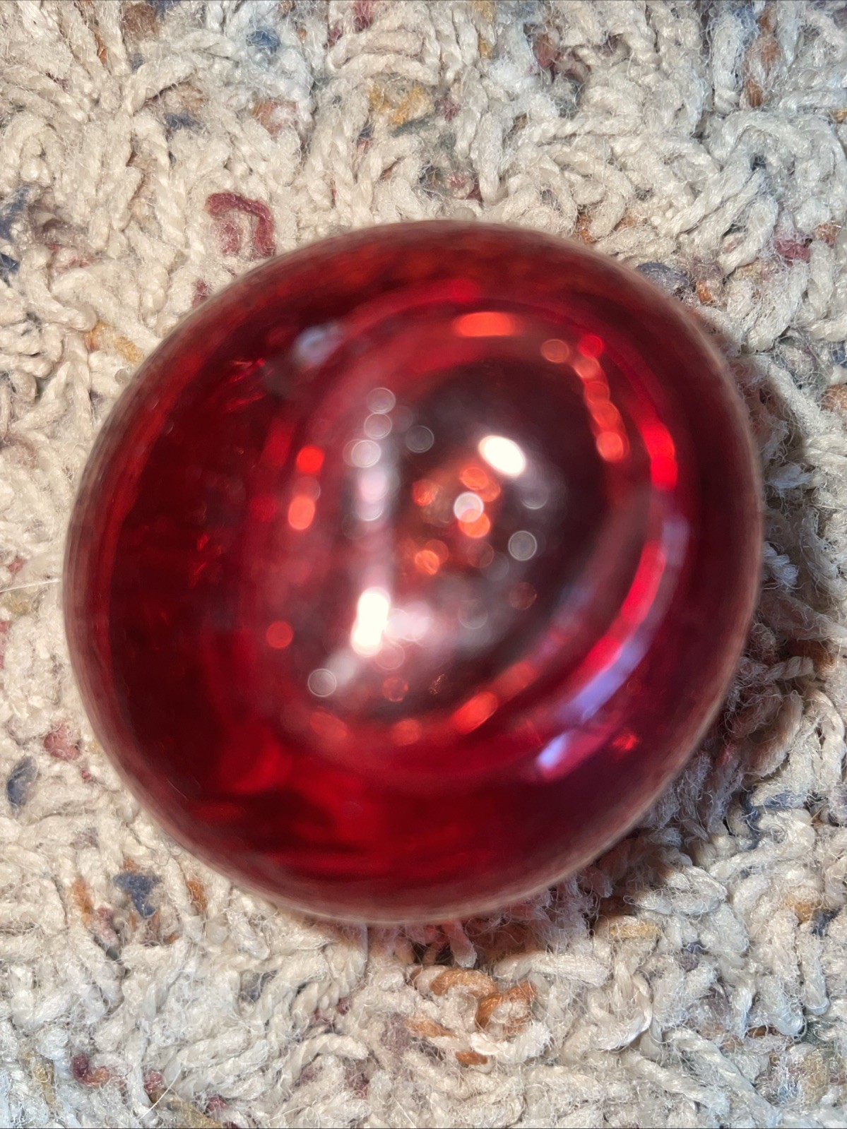 Vintage Artisan Glass Hand Blown Red Glass Sphere/Orb Fishing 2” in Diameter