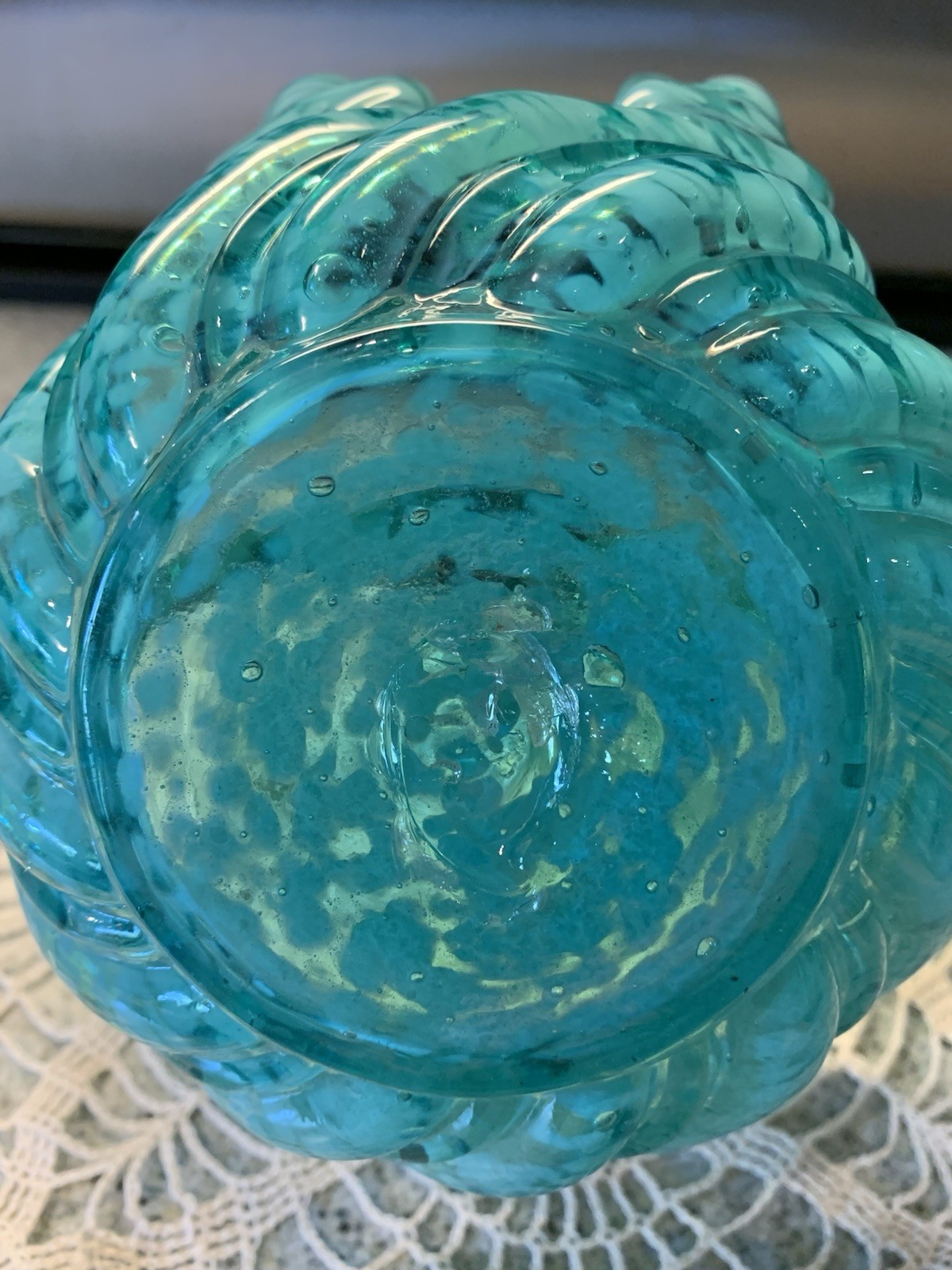 Vintage Steven’s & Williams Blue And White Splattered Art Glass W/Thorn Handle
