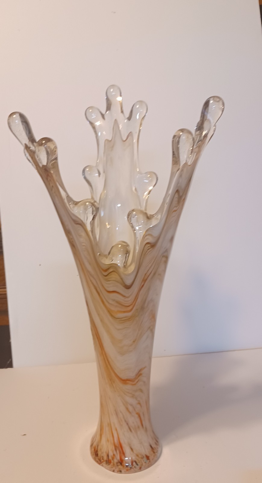 vintage mid century modern Kirch Hand Blown Swung Vase. Known For Its Tall Free