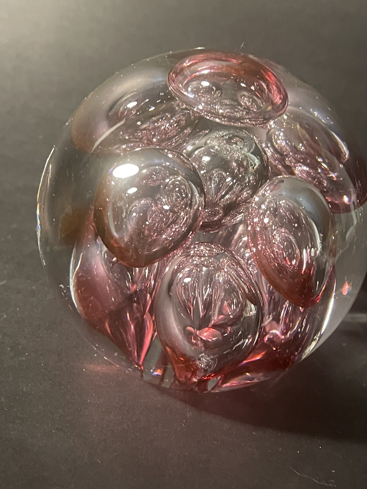 Langham Glass Pink Bubbles Paperweight by Paul Miller- Scratch