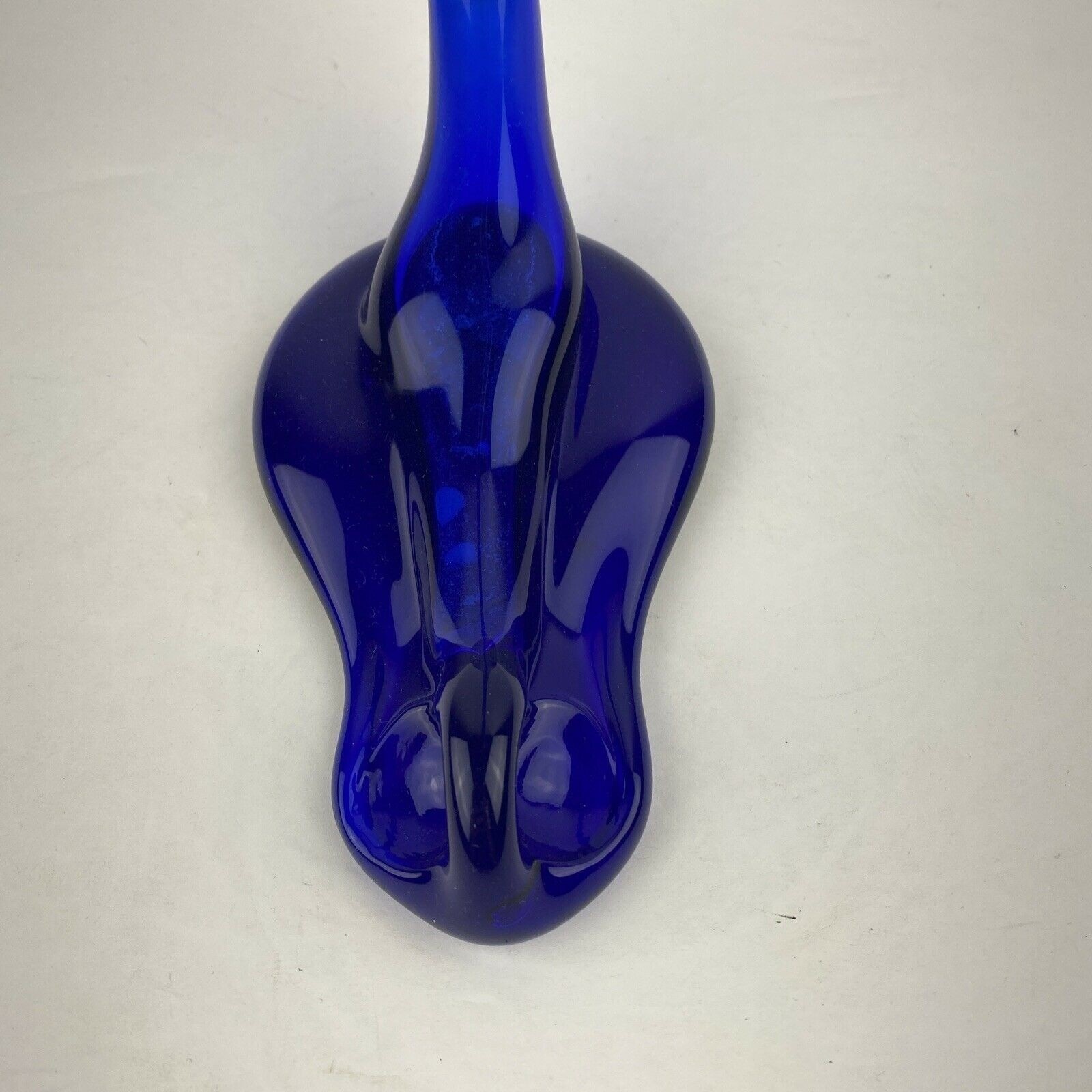 Vintage Handblown Cobalt Blue Glass Bud Vase Curved Cobra Snake Felina?