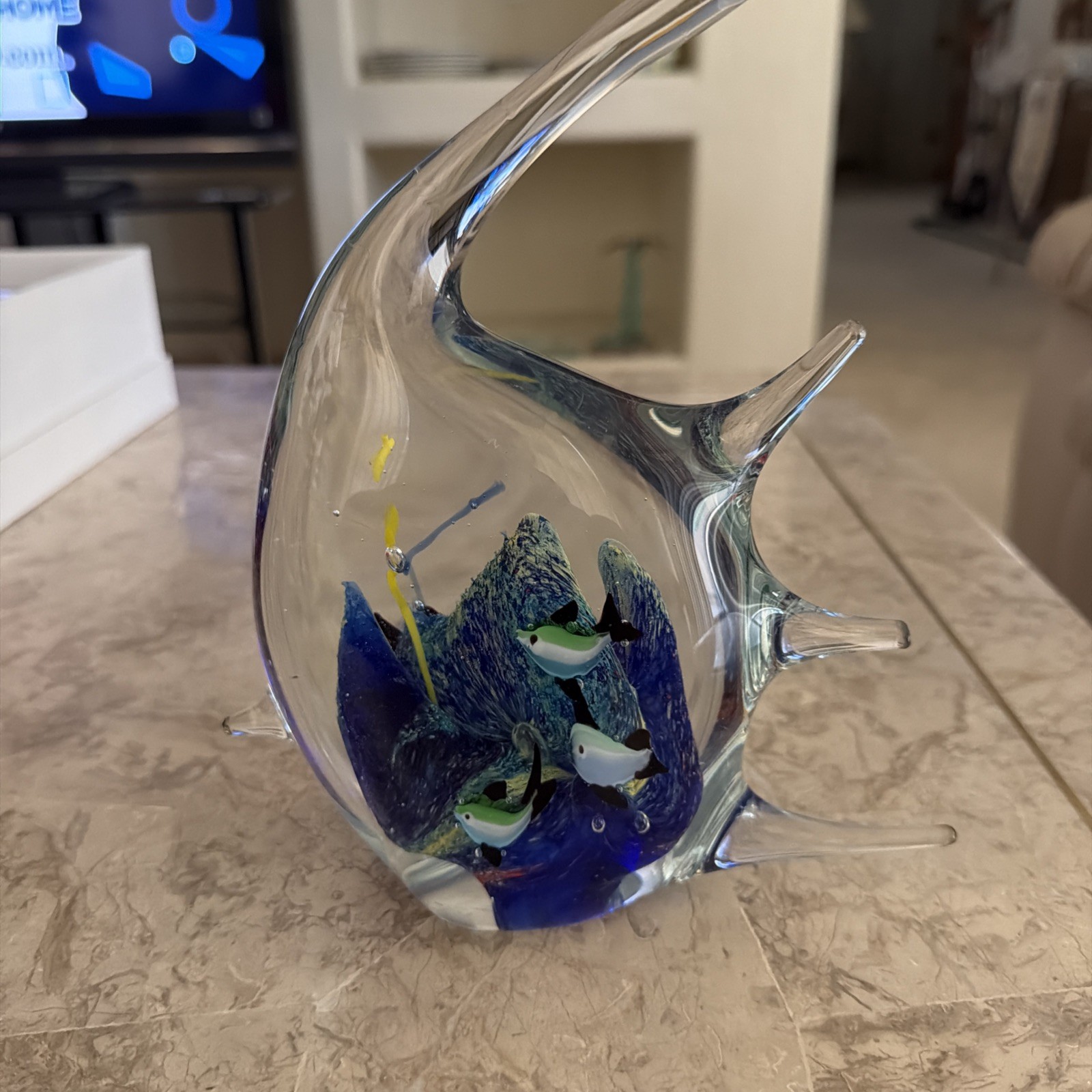 Lot 2 Italian Art Glass Fish Tank Aquarium Sculpture 9″ Tall Murano Style