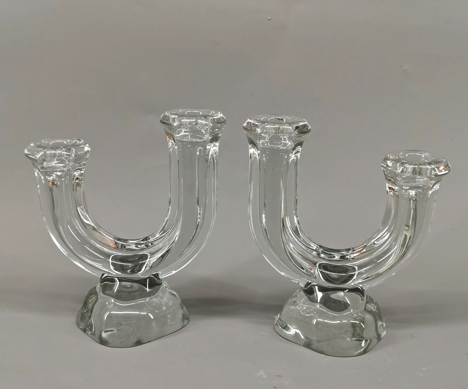 99835560 Pair Doppelarm-Leuchter Crystal Glass 6 11/16×3 1/2×7 1/2in