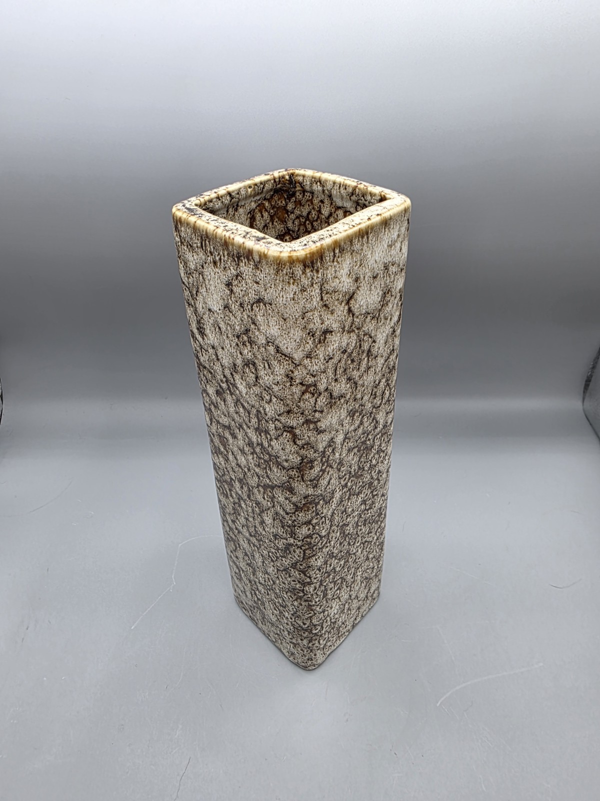 Ceramic Square Anstract Brown Cream Drip Design Glaze 10″