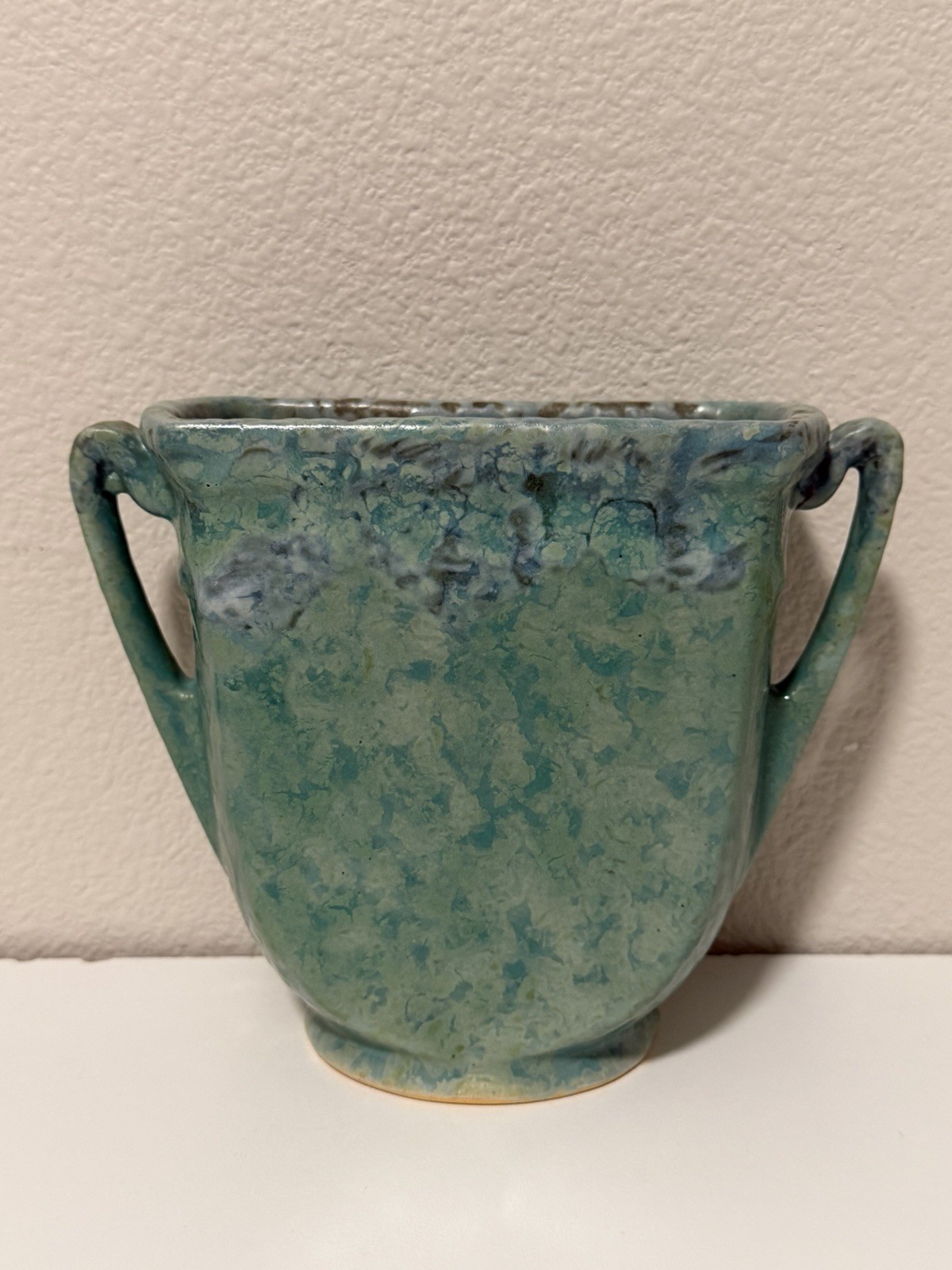 Roseville Art Pottery Carnelian II Glaze Green /Blue Pillow Vase # 53-5” In 1915