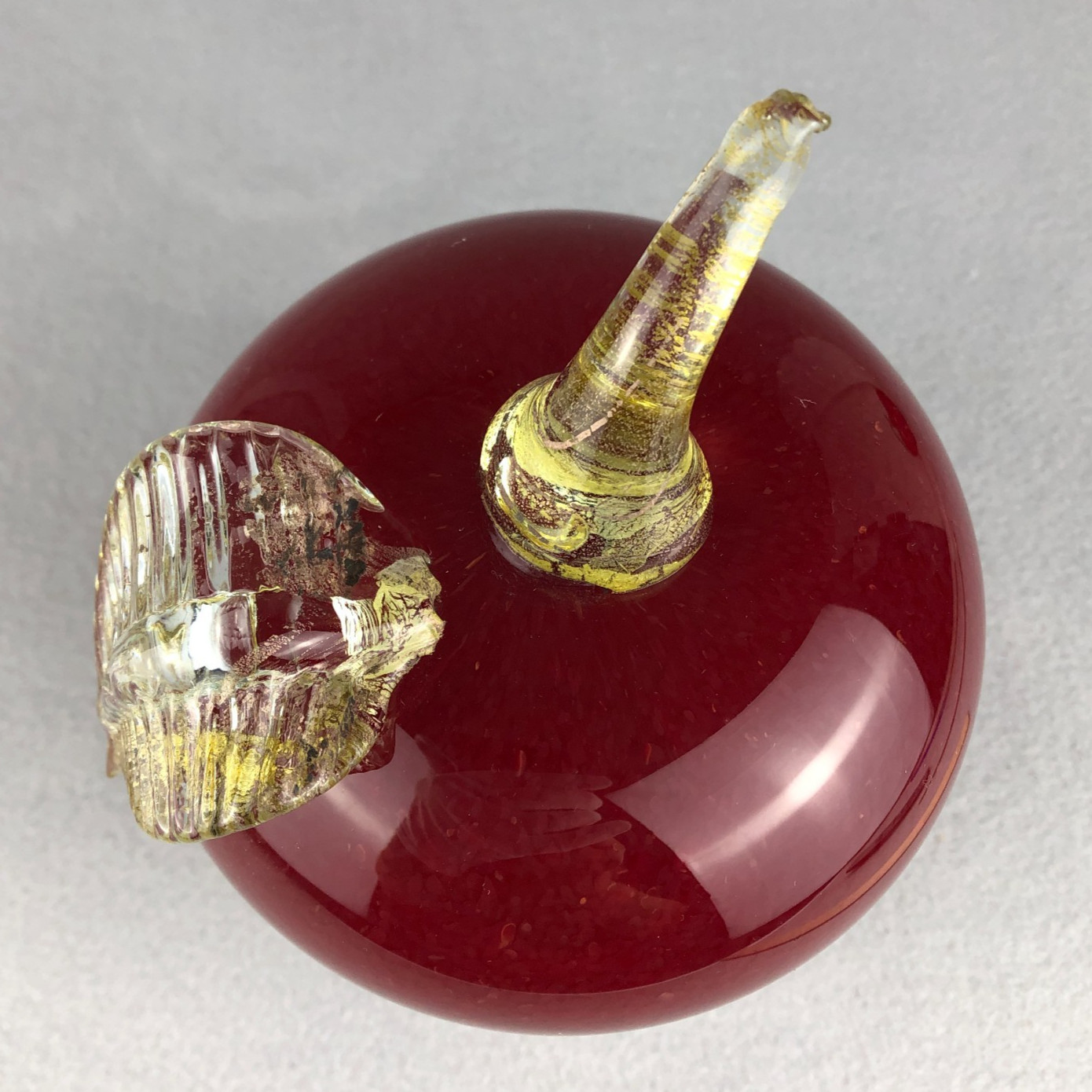 Art Glass RED APPLE Handblown Sculpture Figurine Signed Cliff Goodman ’98 Big 8″