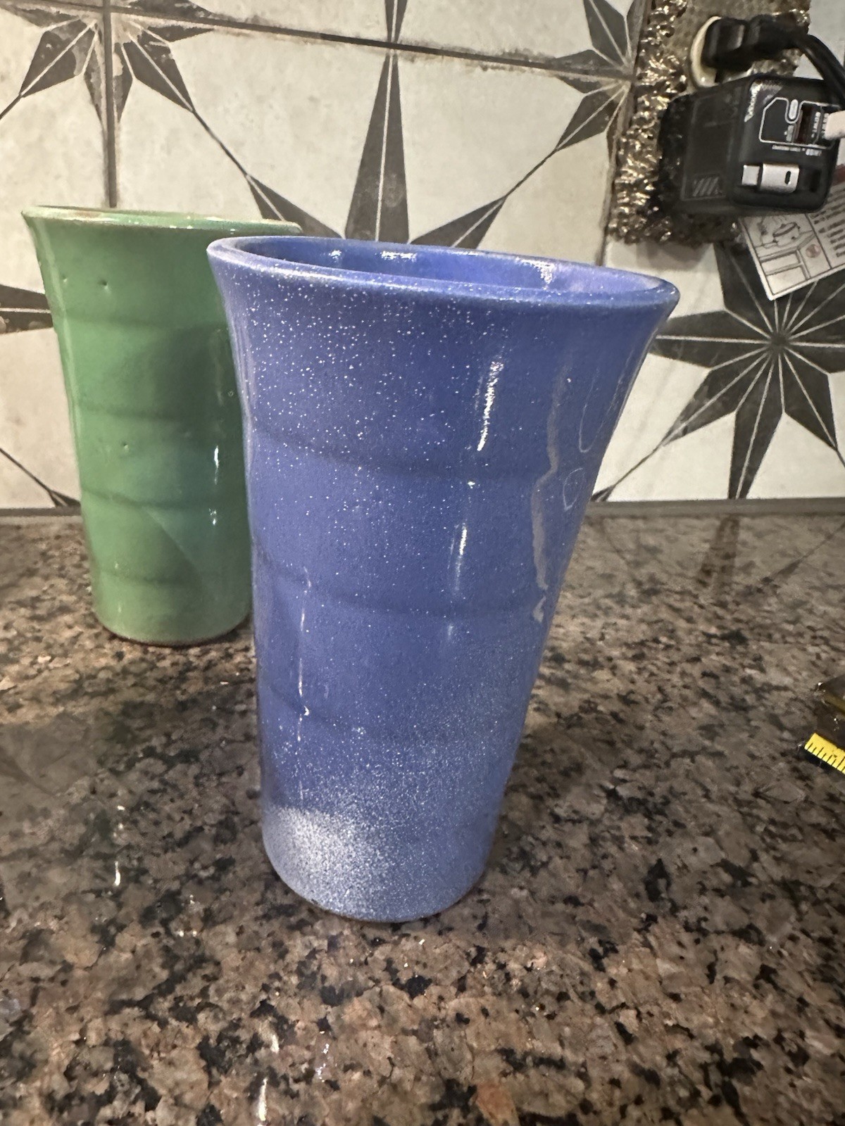 VINTAGE Bauer Pottery Ring Ware Collection Of 4 Tumblers Blue Green Orange