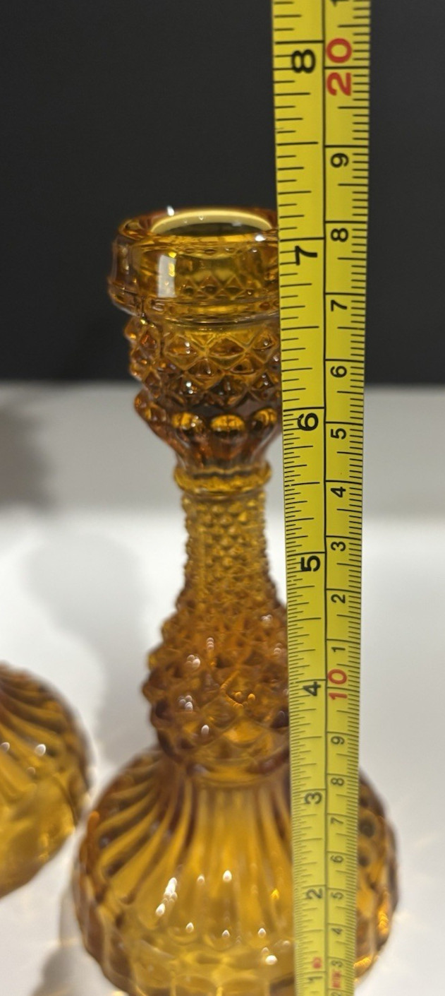 Amber Sawtooth Candle Stick Holders set of 2
