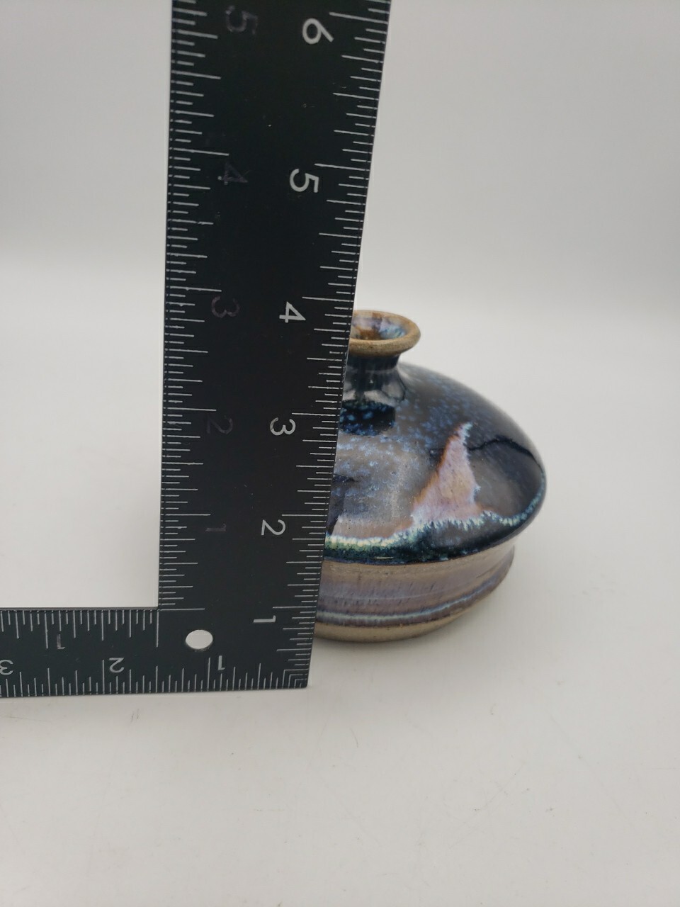 Gorgeous Art Pottery Bud Vase Blue Purple Drip Glaze Ceramic Artist Signed