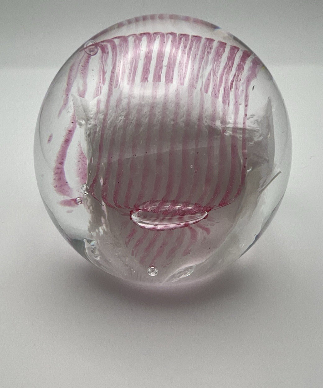 Caithness Glass Paperweight, Trapeze, Scotland, Pink and White Swirl, Valentine