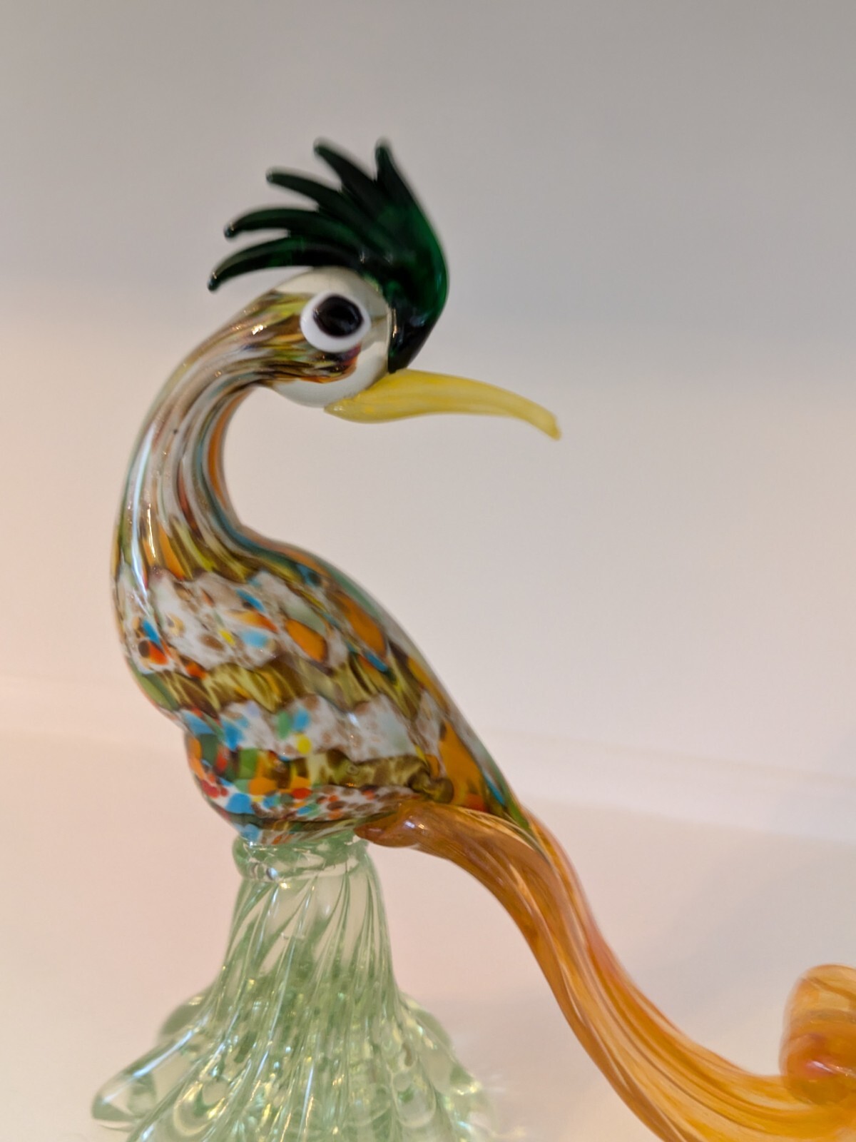 Mid century Murano art glass peacock, bird figure 10 1/4″ great color!