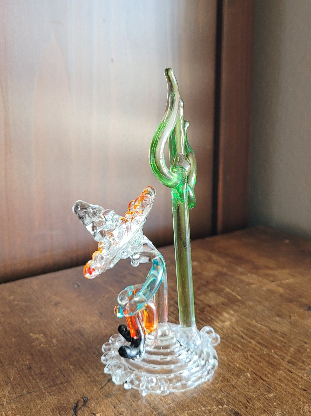 Vintage Hand Blown Art Glass Figurines Set Lampwork Figure With Basket Decor