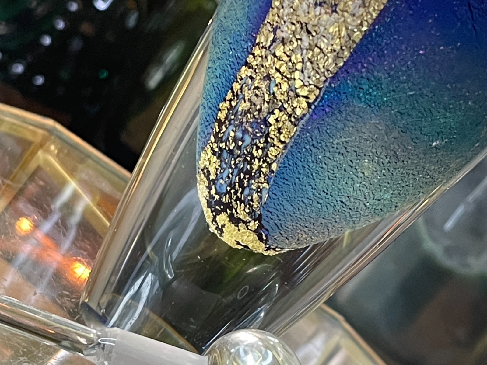 Eickholt Glass Perfume Bottle Paperweight Art Glass Gold Leaf Signed 2004 Earth