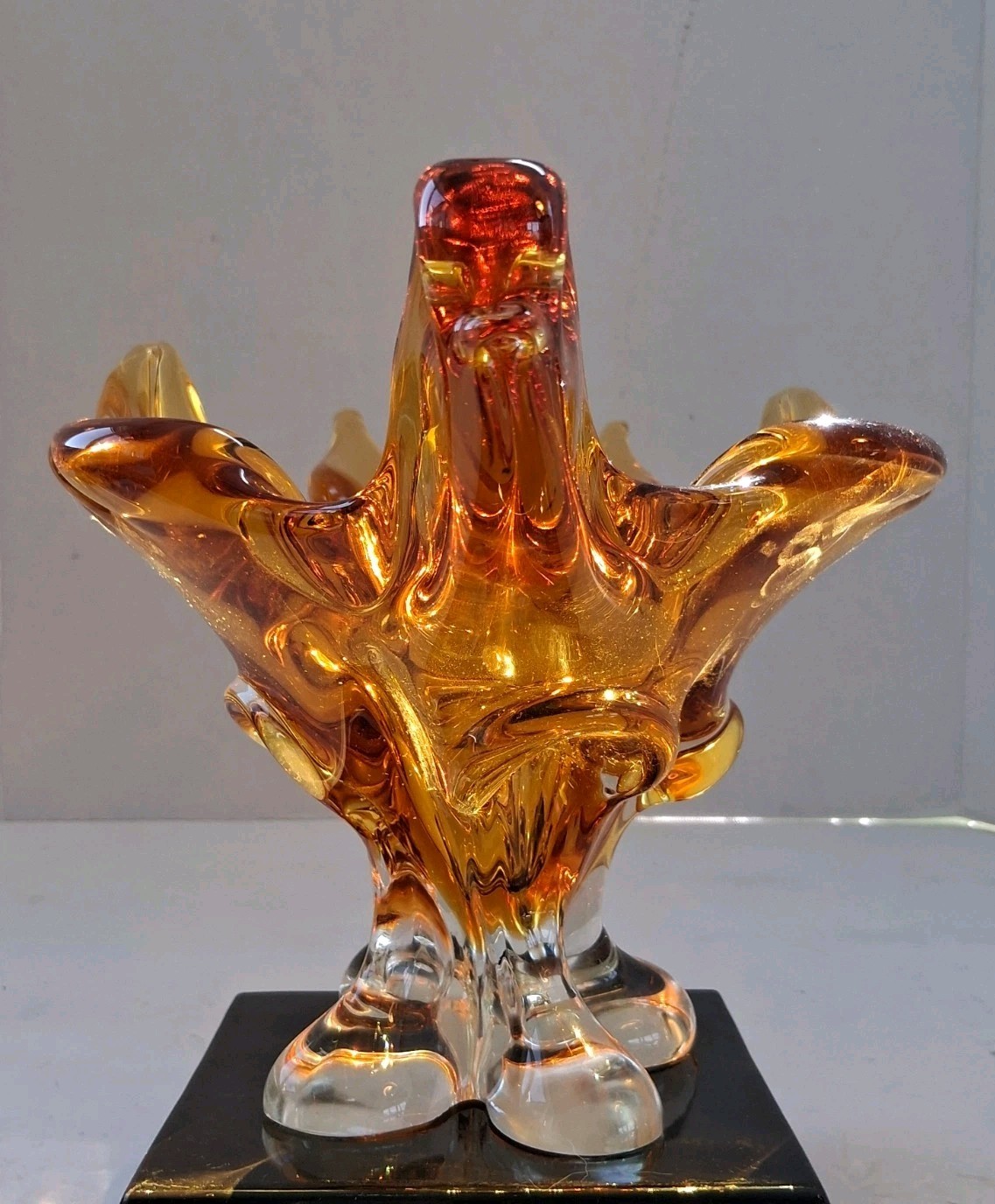 Vintage Glass Art Swan/PHOENIX; Amber/Honey; Possible “Chalet”- Canada?