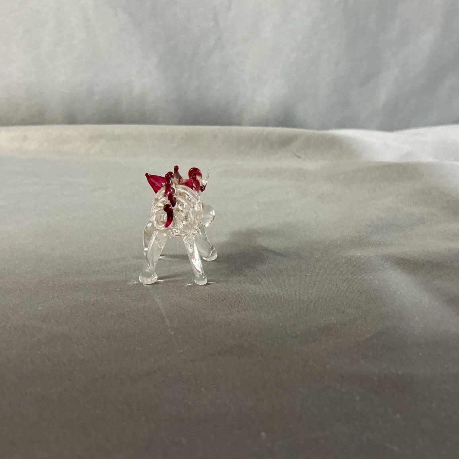 Hand Blown Miniature Glass Figure Red White Wild Boar