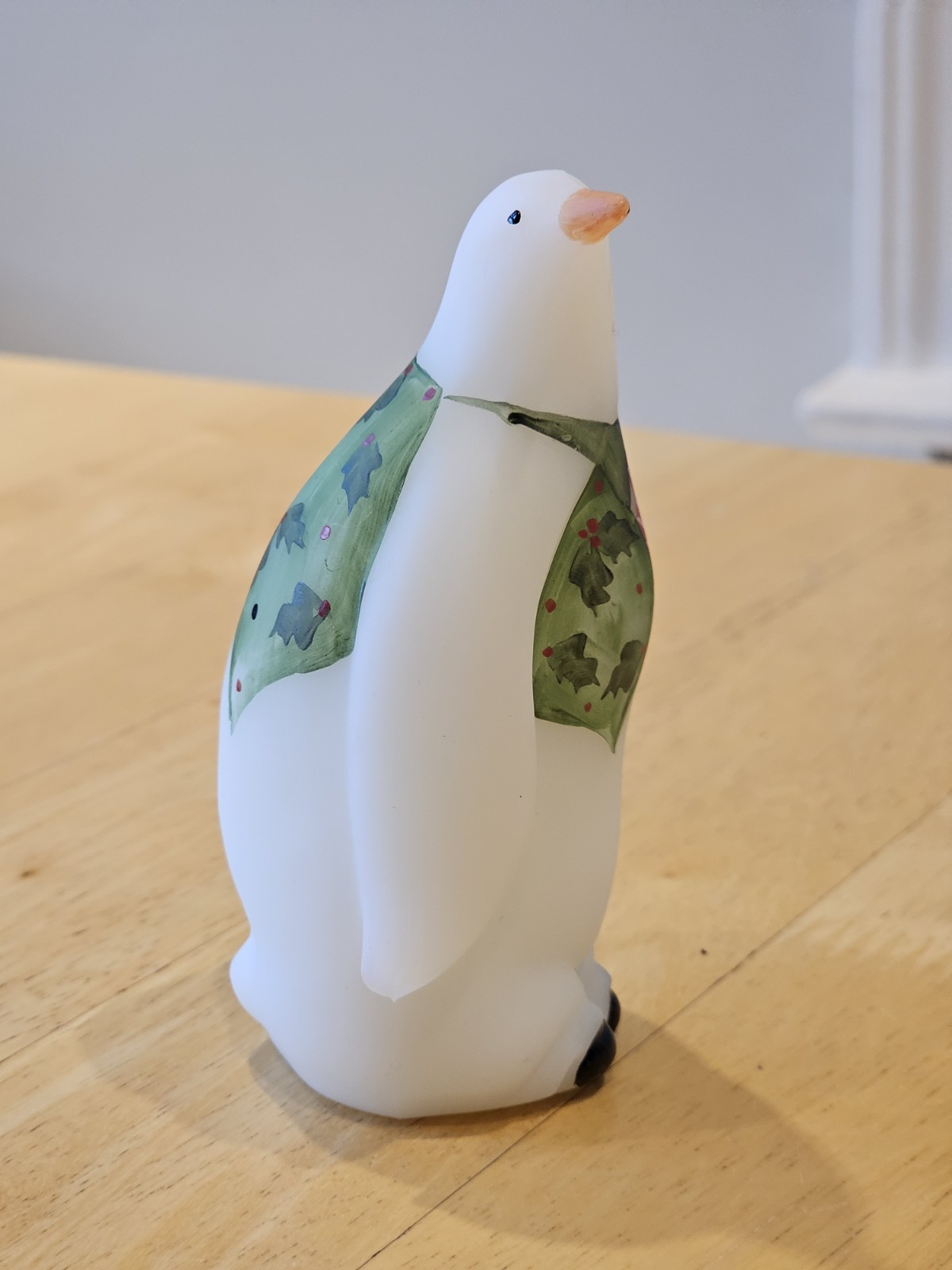 Fenton Glass Hand Painted Christmas/Holiday Penguin – 5267 V4 Holly Berries Vest