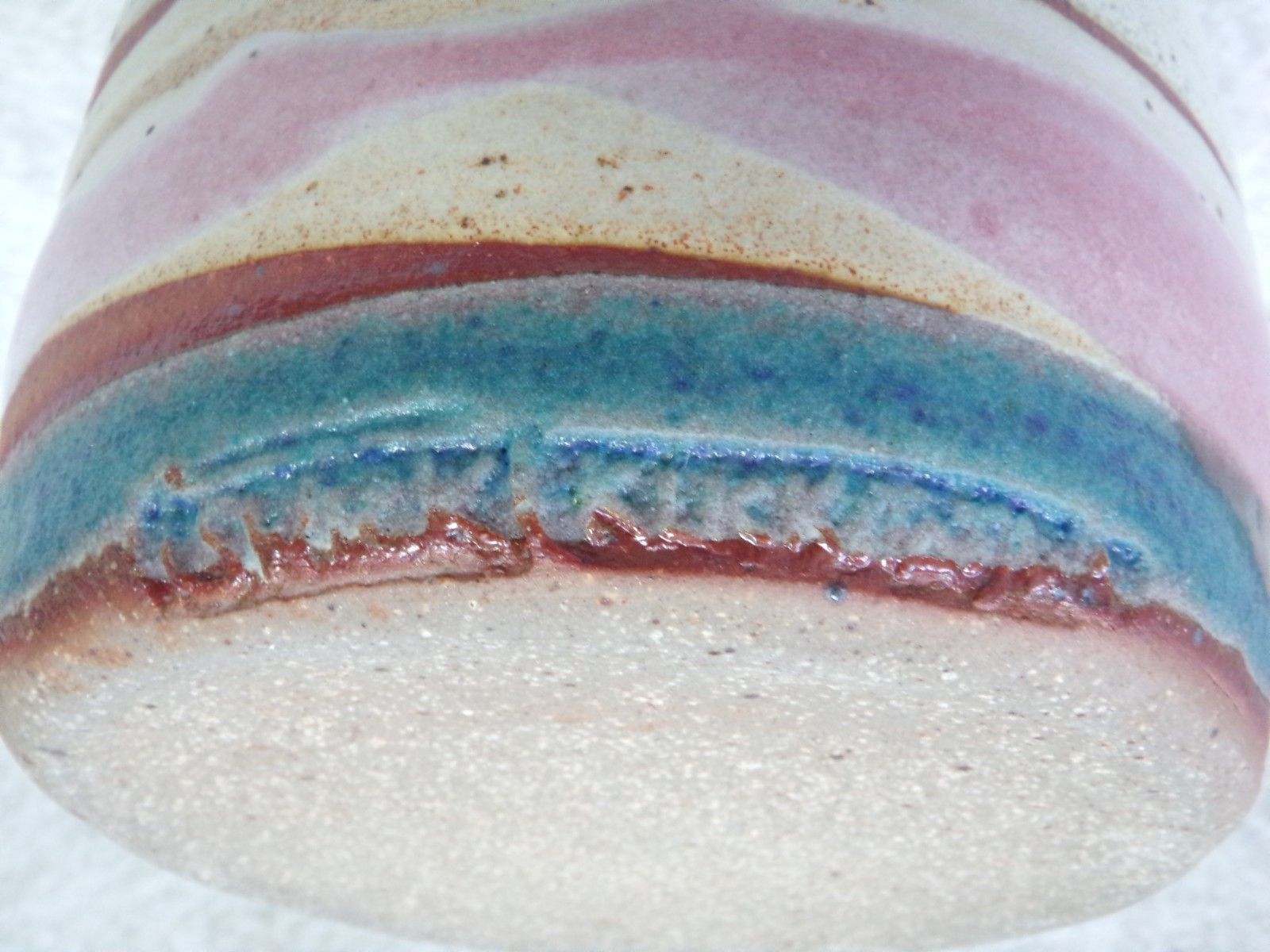 SWACK KUCK VINTAGE POTTERY HANDCRAFTED VASE MULTICOLOR SWIRL DESIGN 6-1/8″ TALL