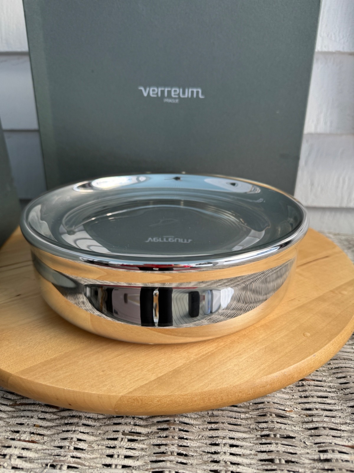 VERREUM Czech Modern Art Silvered Glass Bowl New in Box