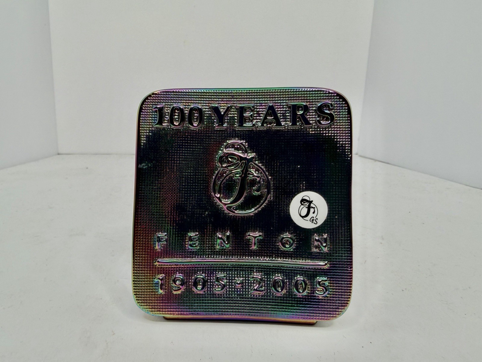 Fenton Glass 100 Year Anniversary Amethyst Carnival Glass Dealer Display Sign