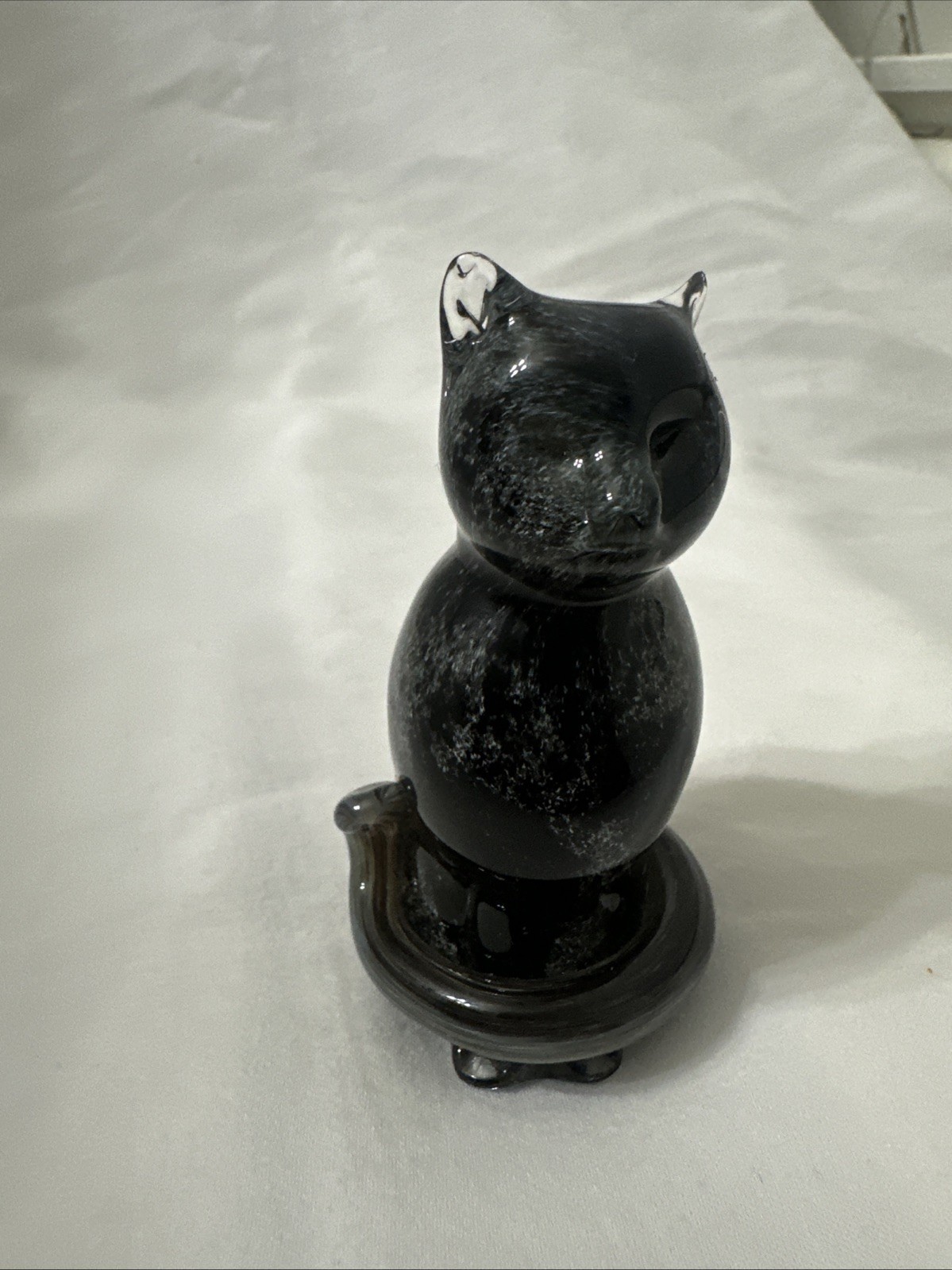 Langham England Black Cat Handmade Art Glass Paperweight Small