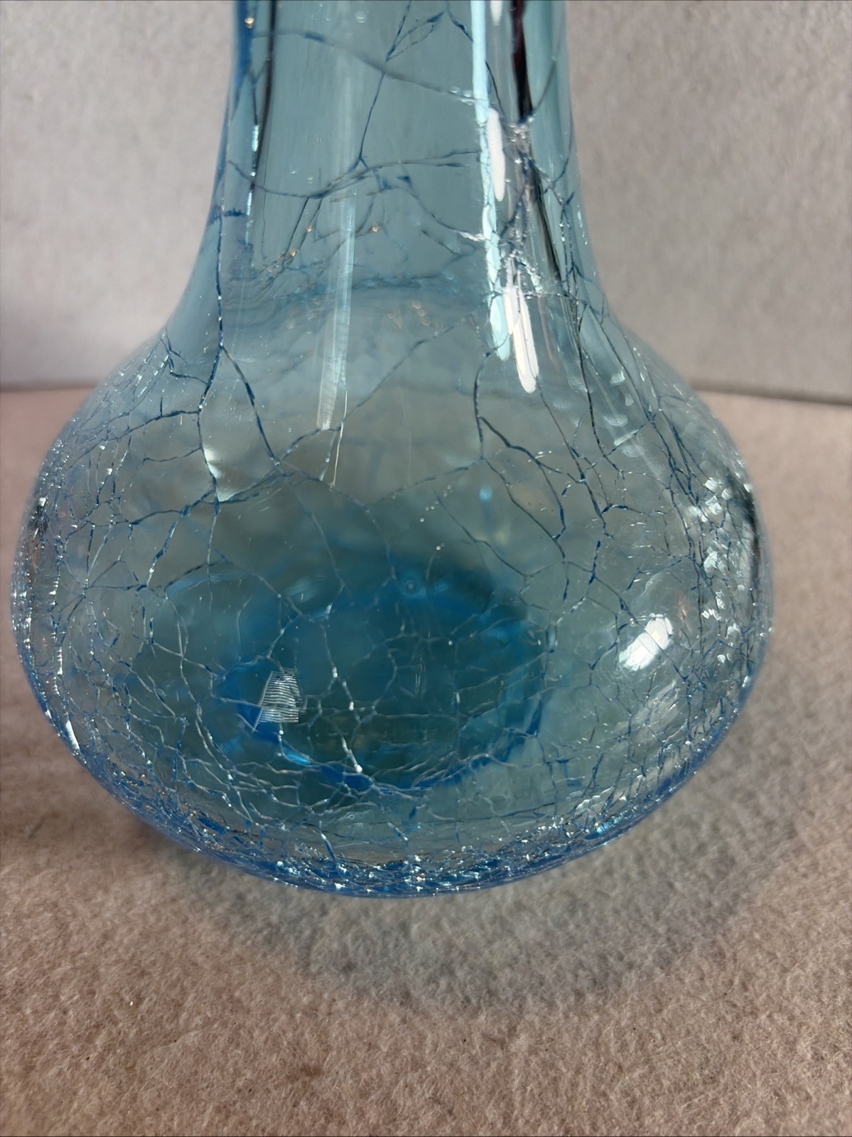 Slim Neck Bud Vase Sky Blue Crackle Glass By Blenko Glass